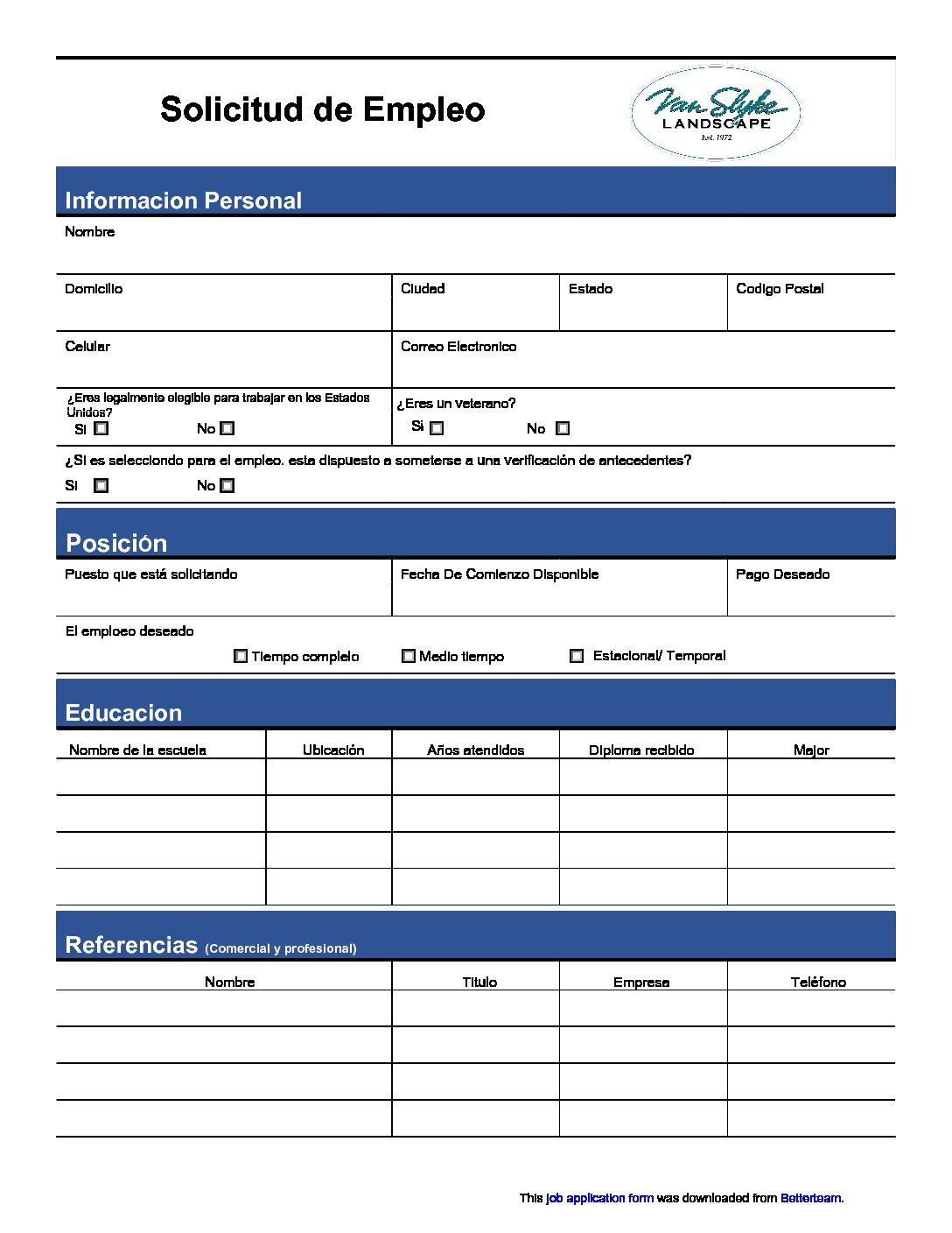 Job application form spanish Van Slyke Landscape Inc Design Worksheets Library Job application form spanish Van Slyke Landscape Inc Design Worksheets Library