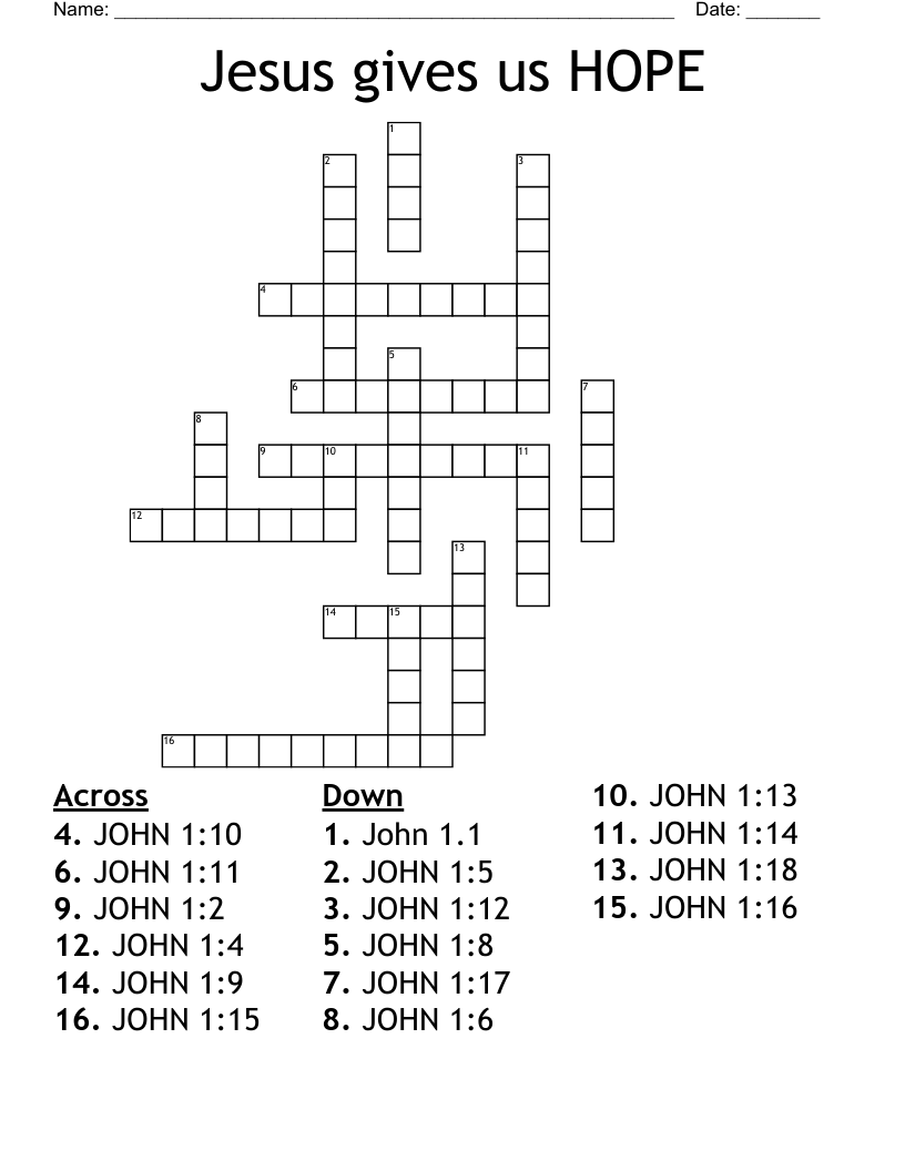 John 1 1 13 Word Search WordMint