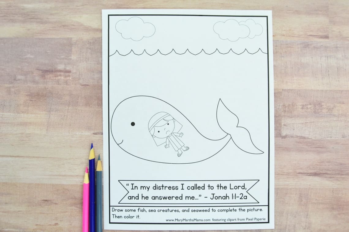 free printable jonah and the whale coloring pages