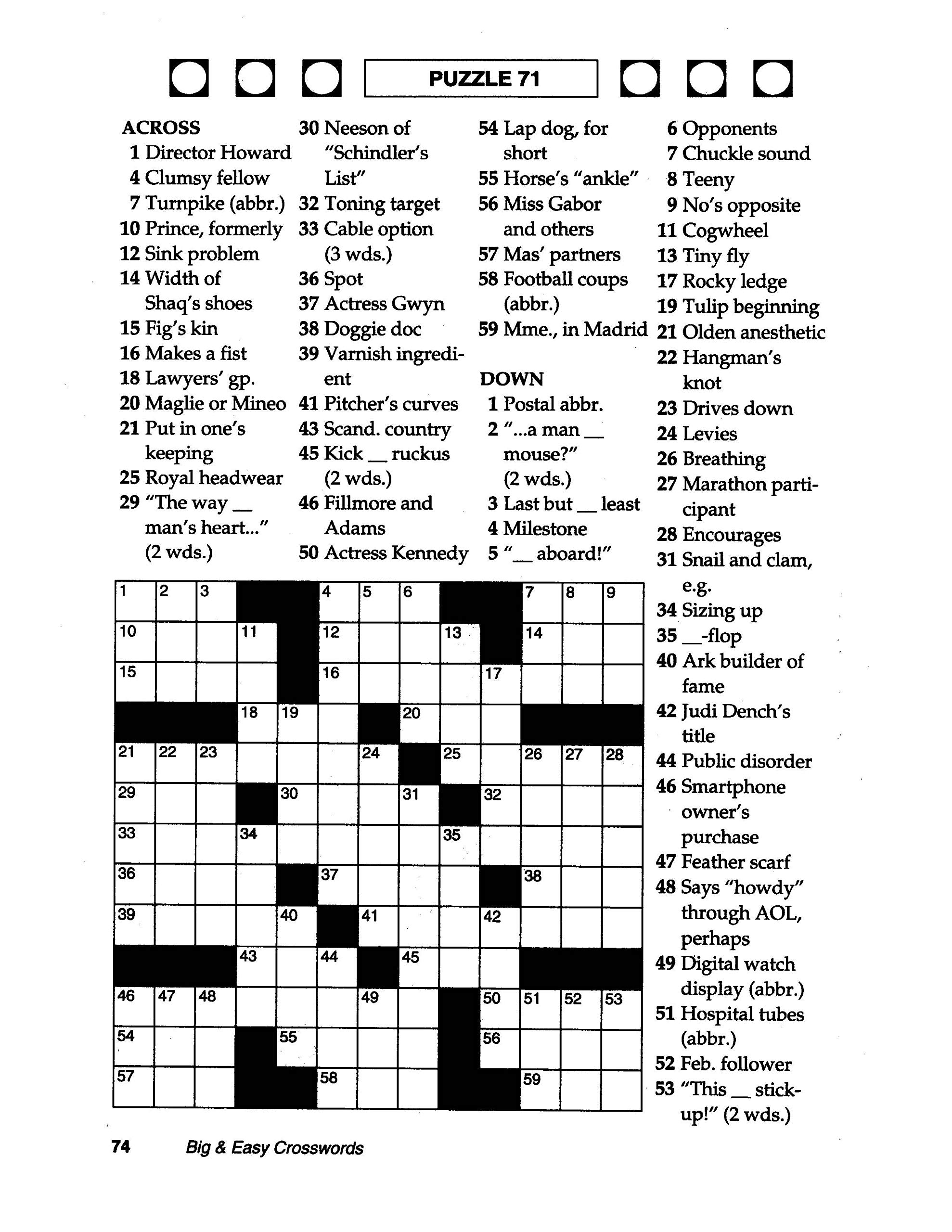 printable large print crosswords