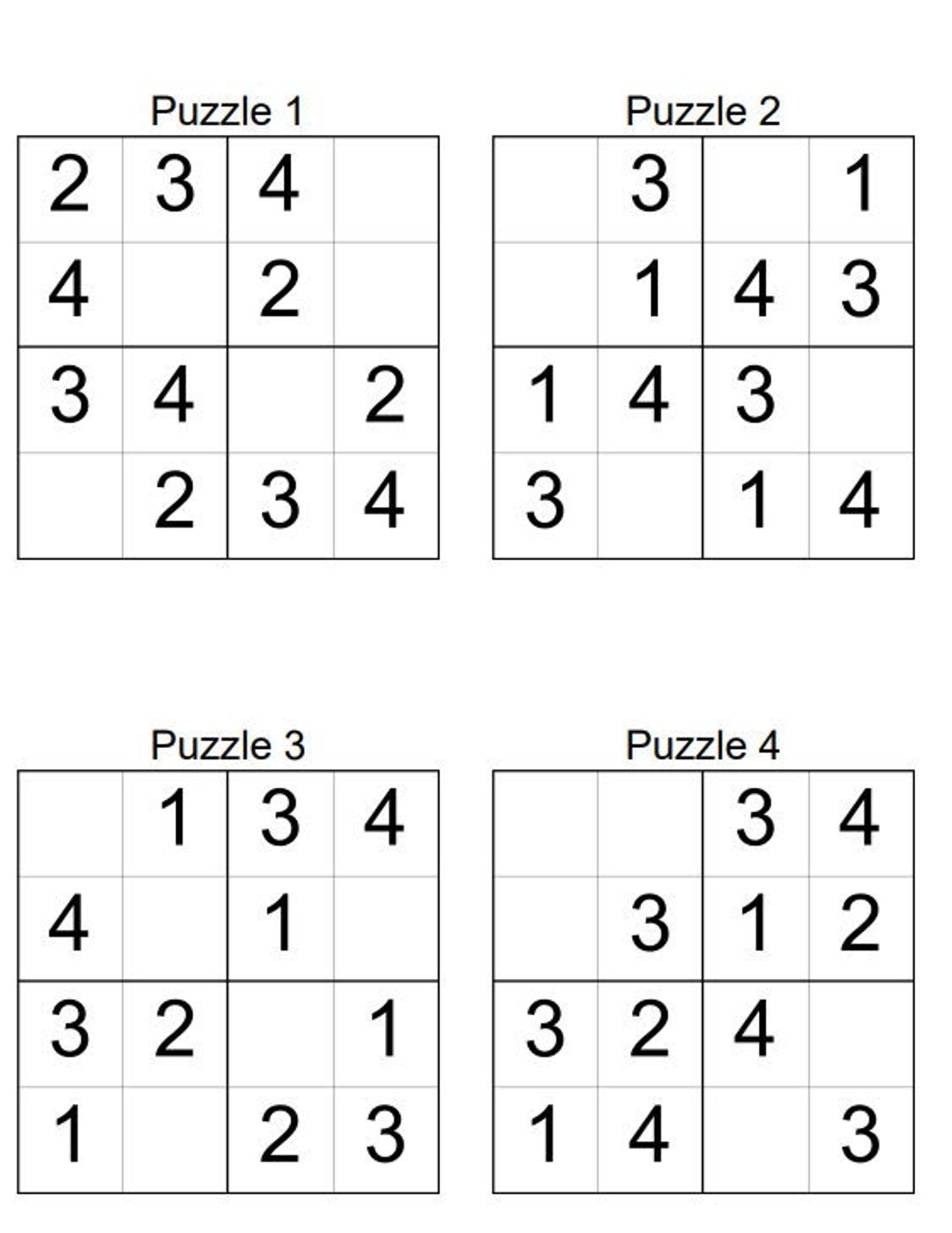 Kids PRINTABLE Sudoku Puzzles INSTANT DOWNLOAD Etsy
