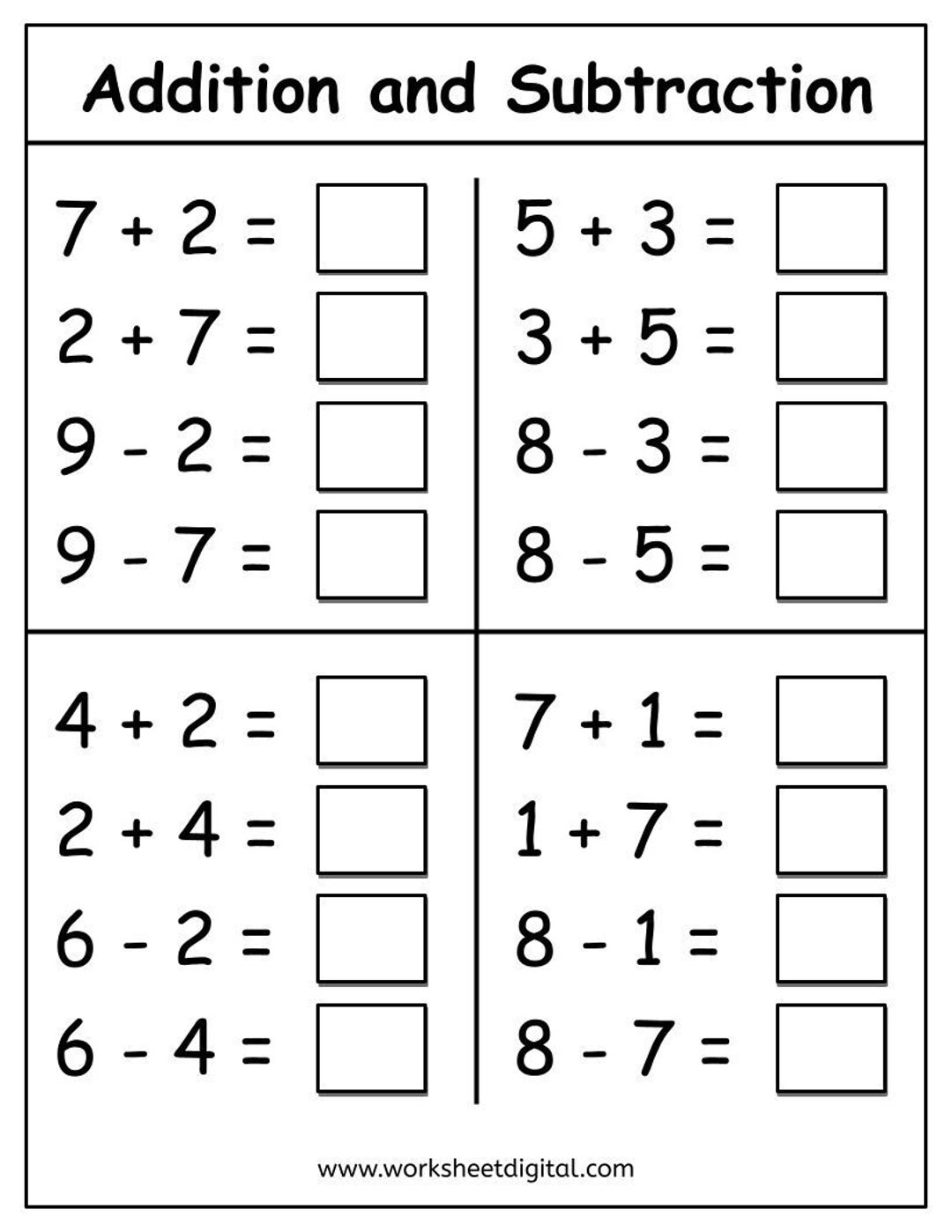 Kindergarten Addition Worksheets Grade 1 Math Worksheets Number Fact Family Addition Printable Adding Numbers Mathematics Worksheet Etsy