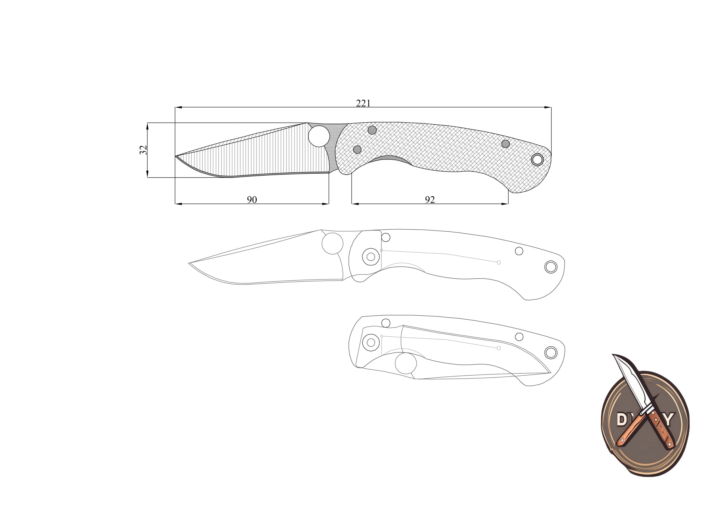 Knife Drawing Sketch Printable Templates Custom Knife Plans Design And Shape Ideas Etsy