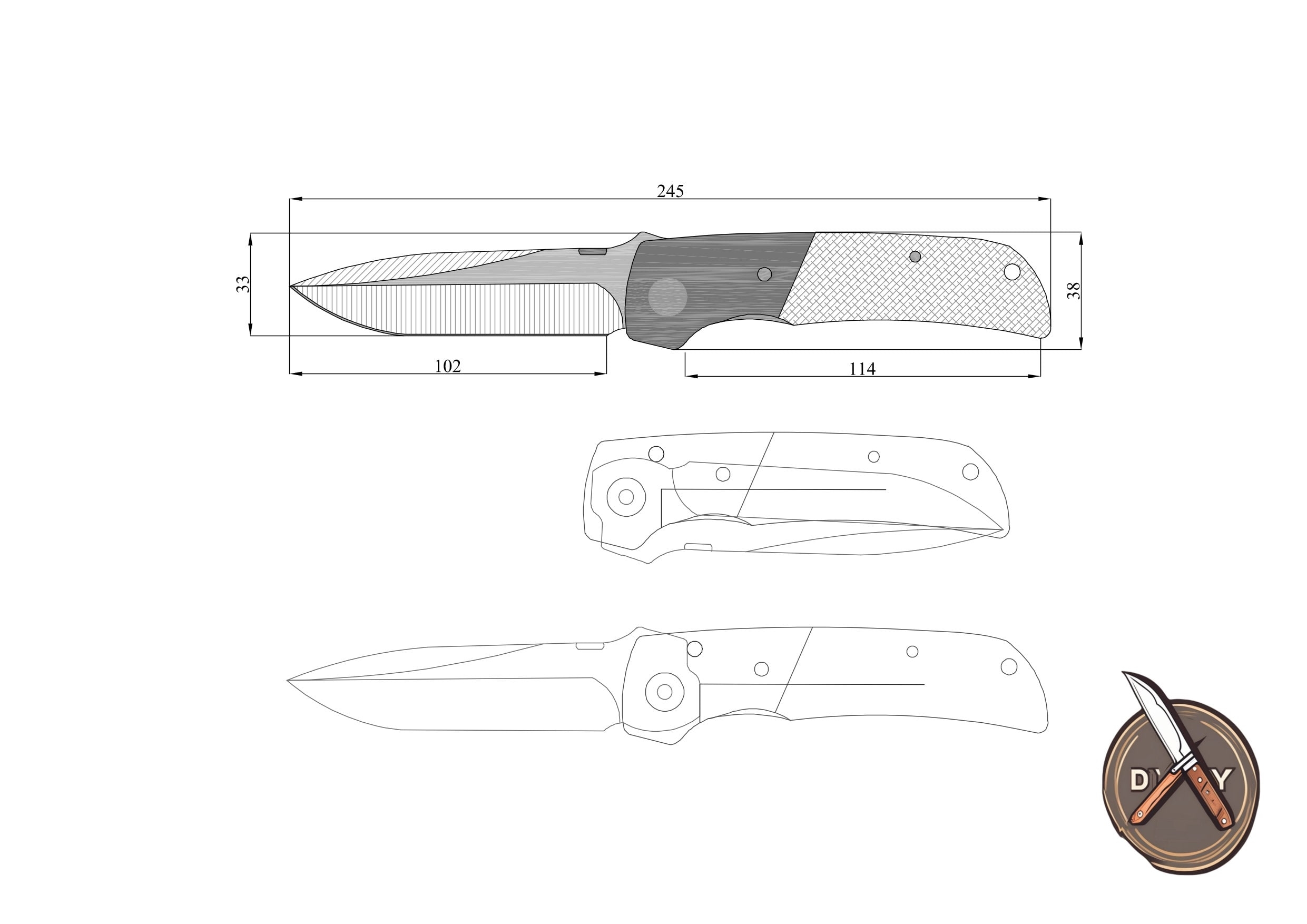Knife Drawing Sketch Printable Templates Custom Knife Plans Design And Shape Ideas Etsy
