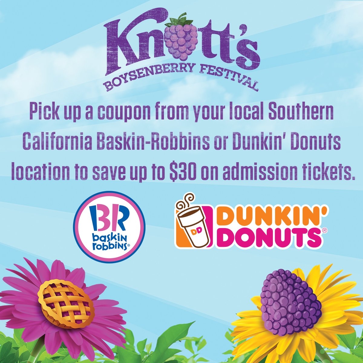 Knott s Berry Farm On X Pick Up A Coupon From Your Local Southern California BaskinRobbins Or DunkinDonuts To Save Up To 30 On Regular Knotts Admission Https t co tPB3HMF0h9 X