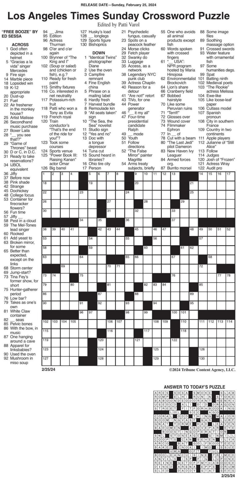 LA Times Crossword 02 25 pdf Messenger inquirer