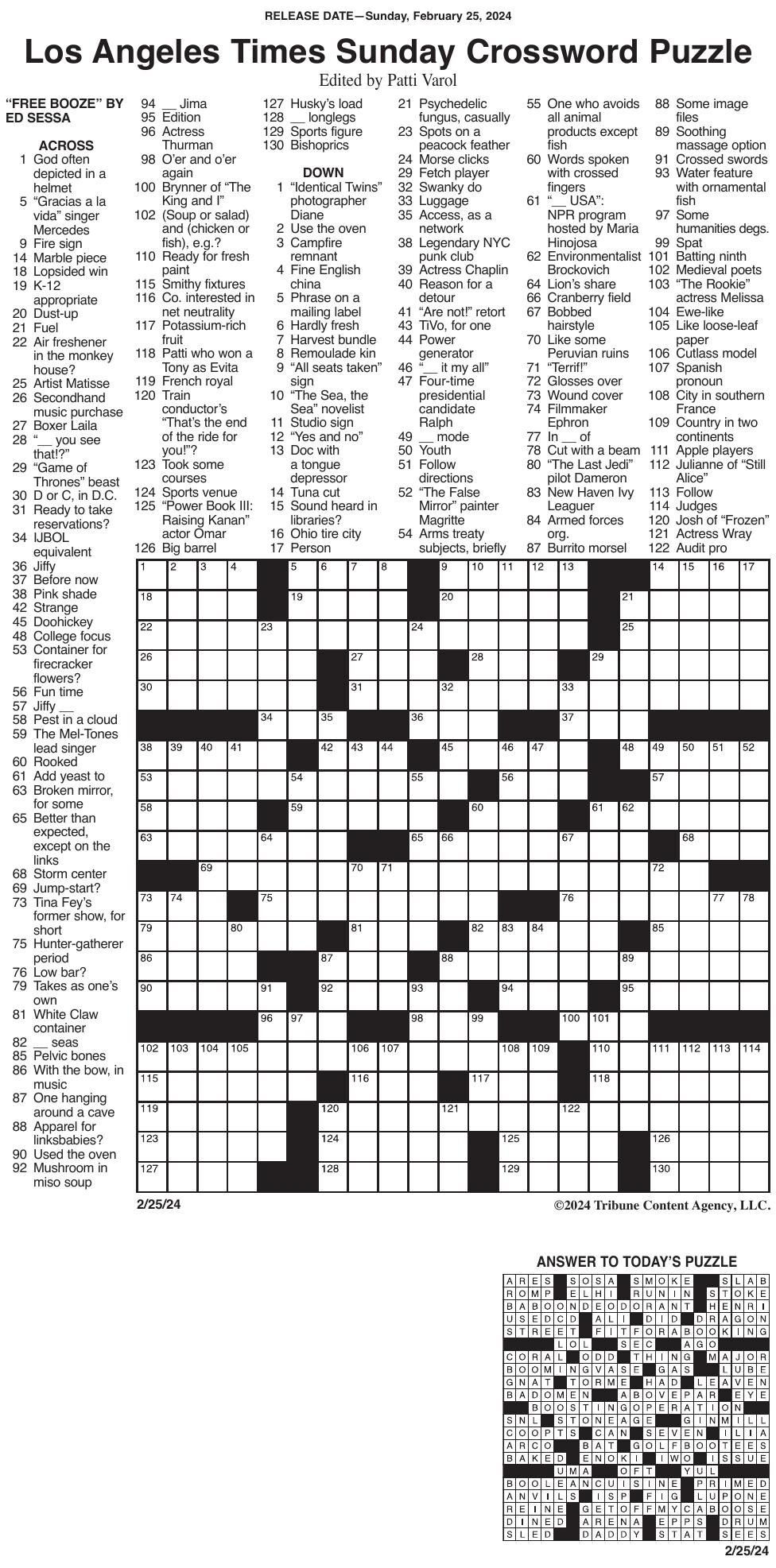 LA Times Crossword 02 25 pdf Messenger inquirer