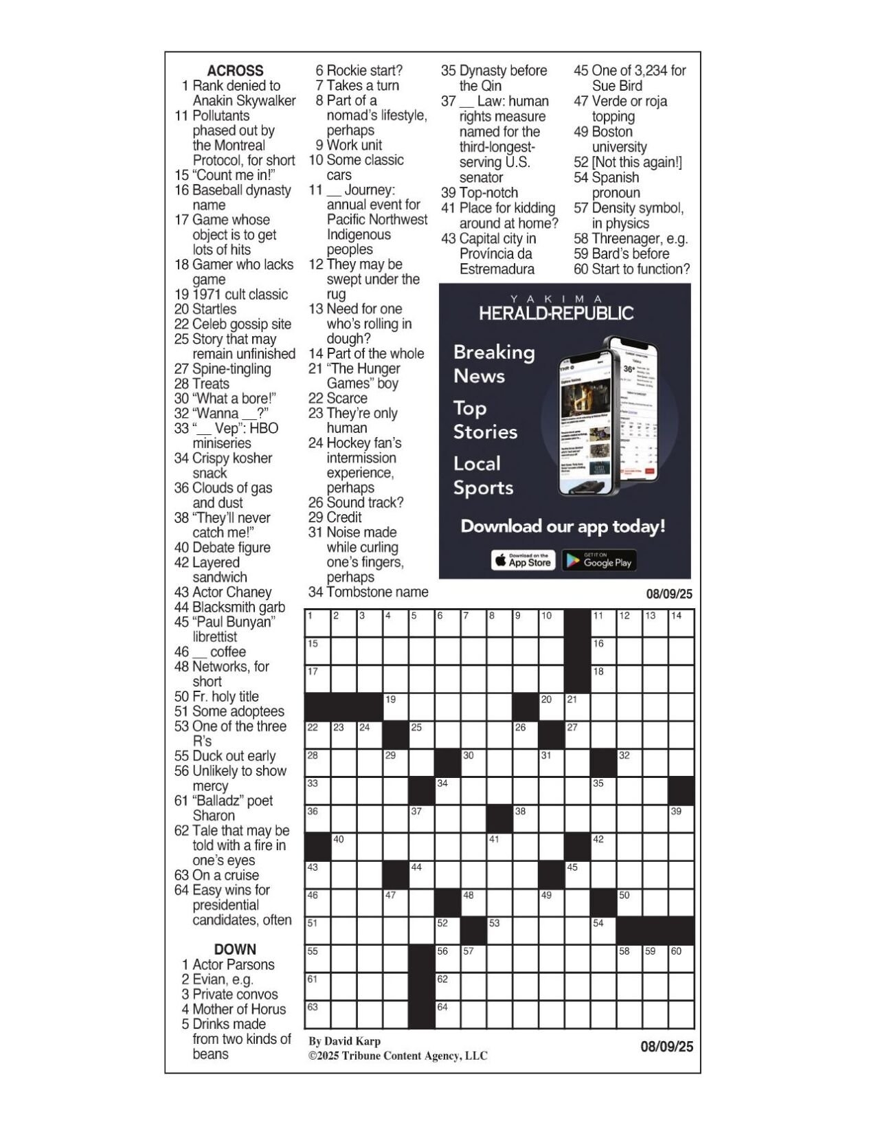 LA Times Crossword Aug 9 2025 Crosswords Yakimaherald