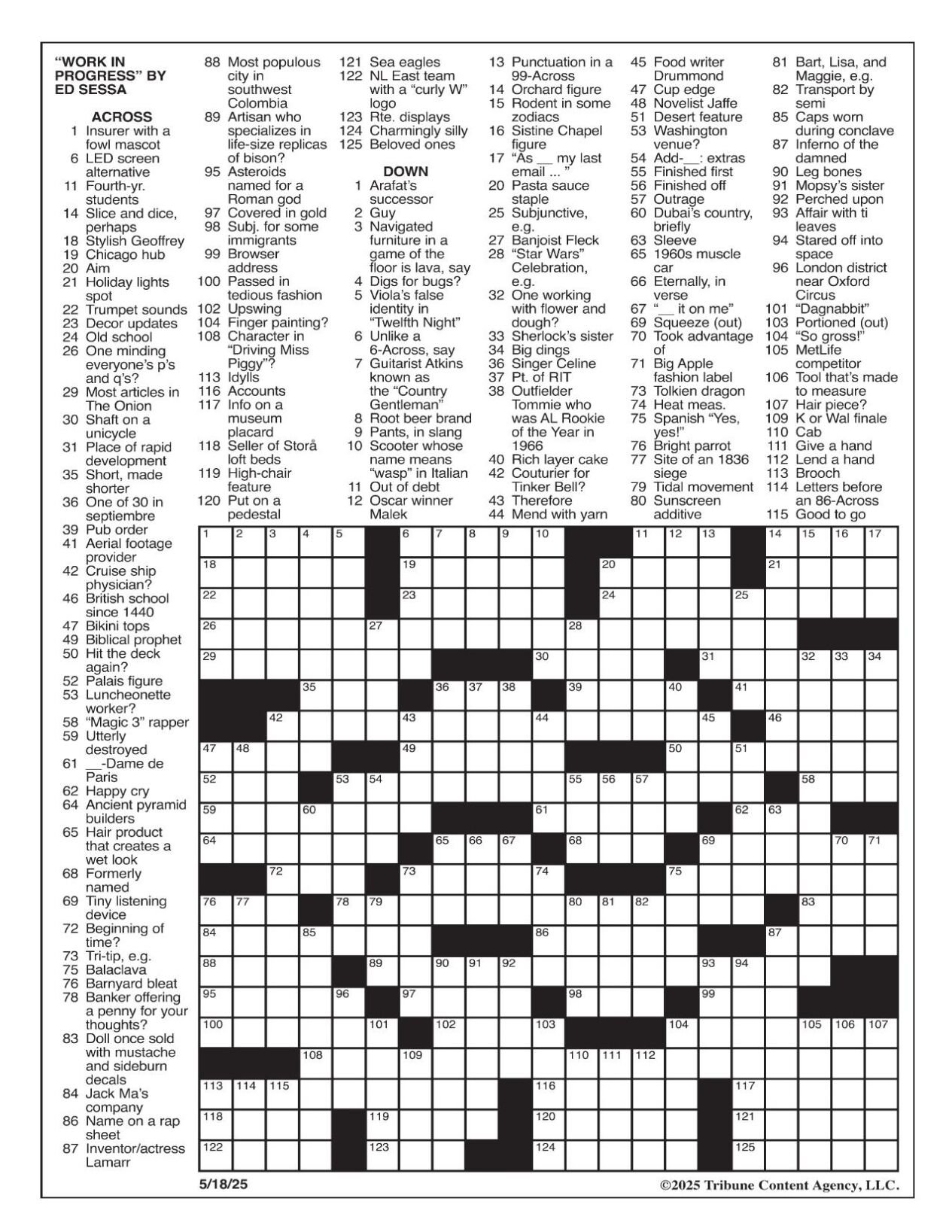 LA Times Crossword May 18 2025 Crosswords Yakimaherald