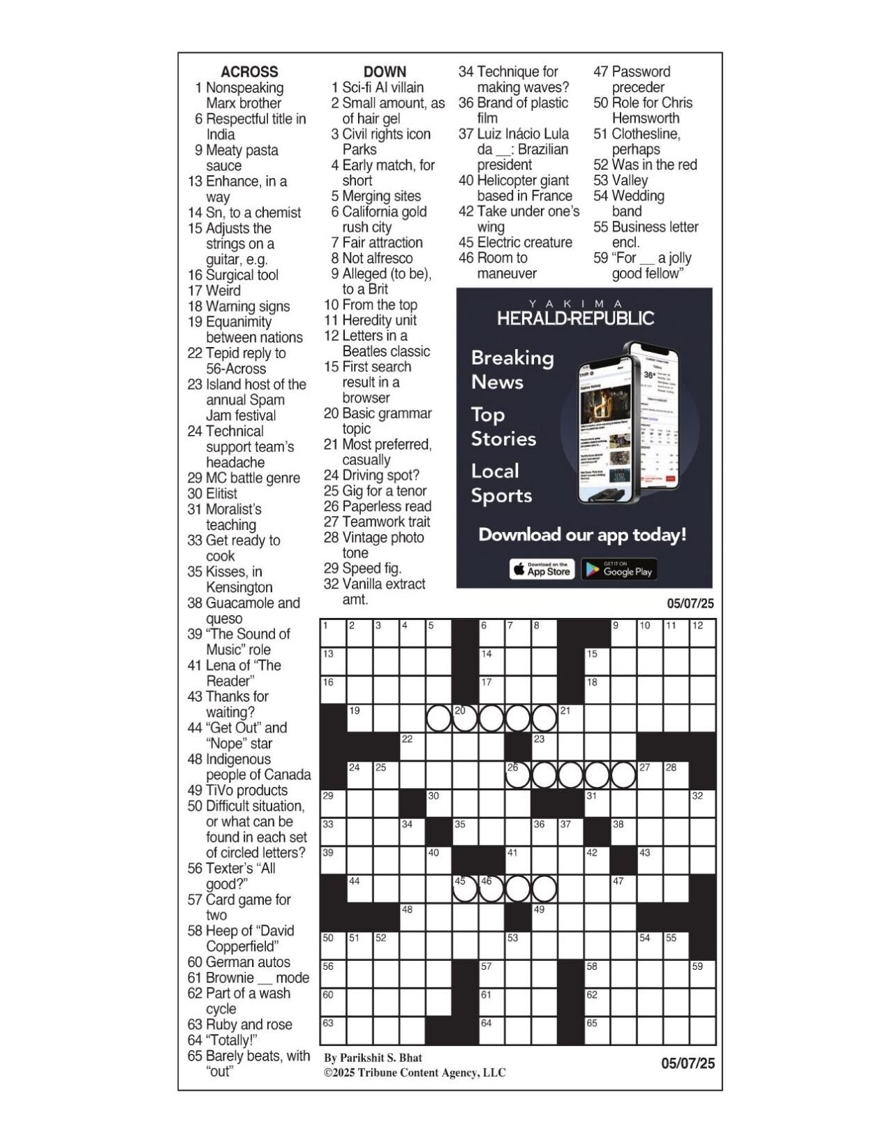 LA Times Crossword May 7 2025 Crosswords Yakimaherald