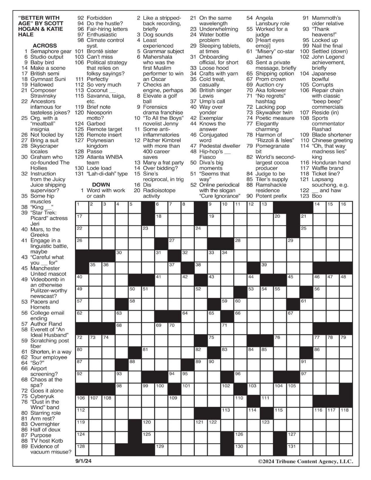 LA Times Crossword Sept 1 2024 Crosswords Yakimaherald