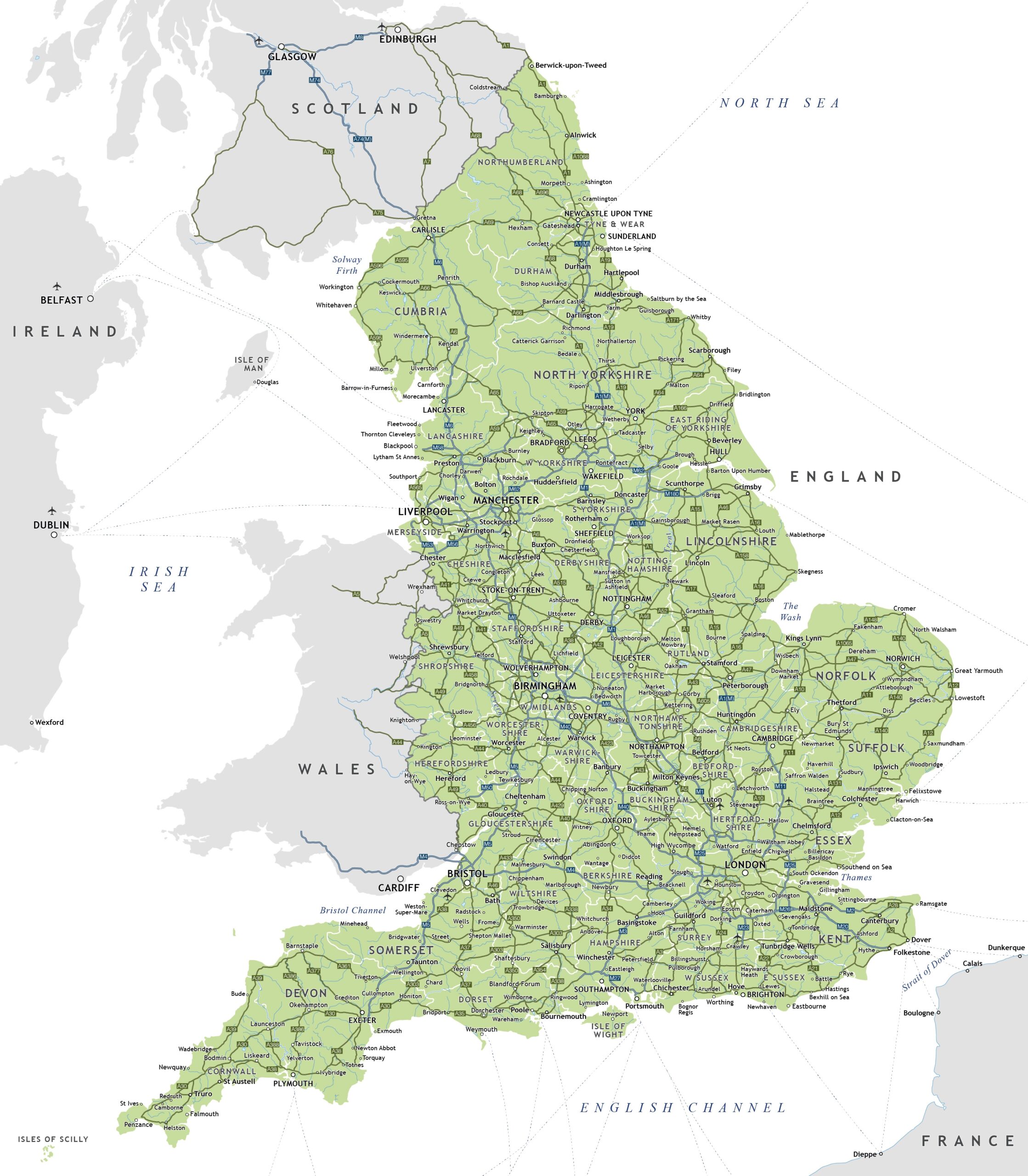 Large Detailed Highways Map Of England With Cities England United Kingdom Europe Mapsland Maps Of The World