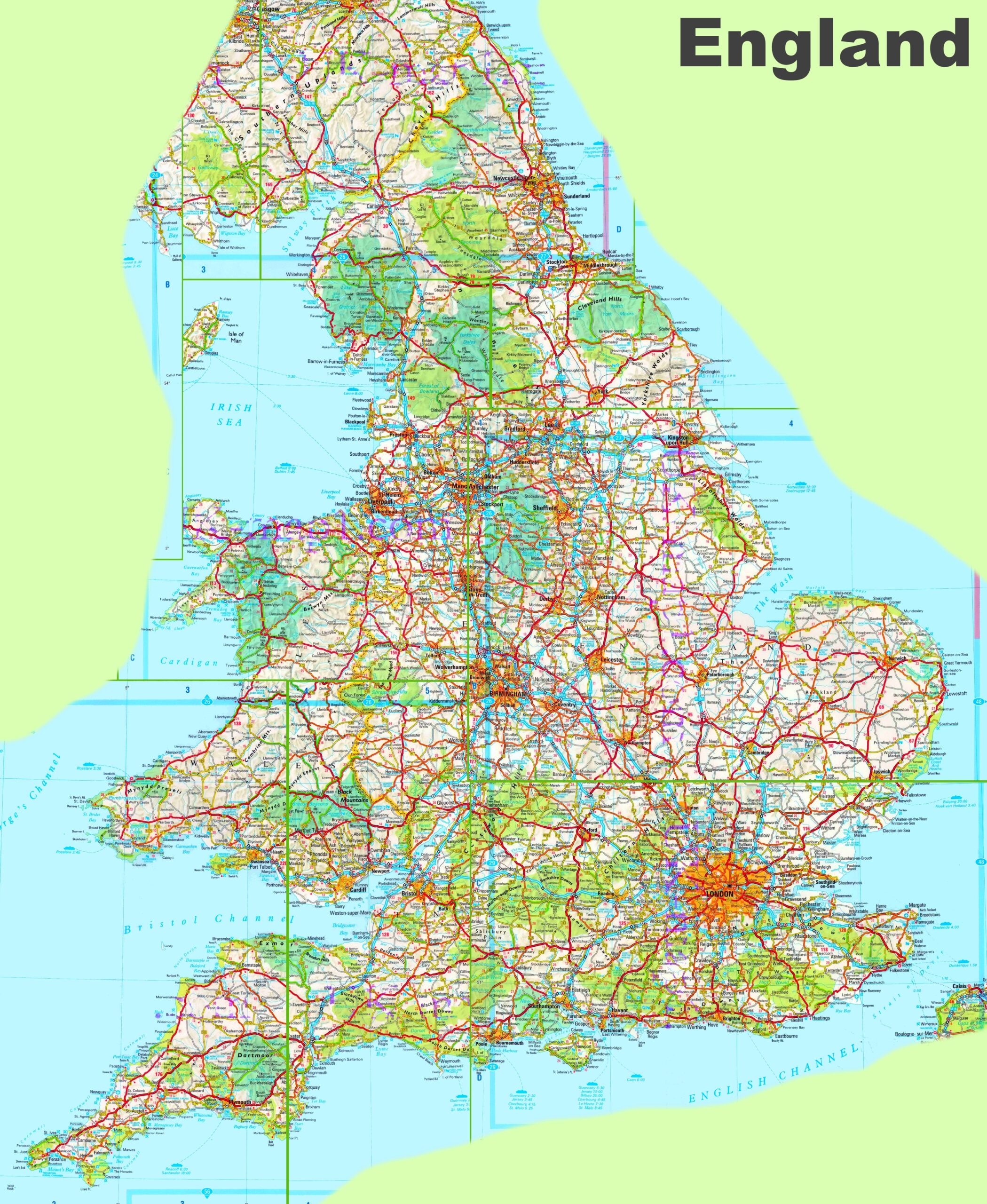 Large Detailed Map Of England Ontheworldmap