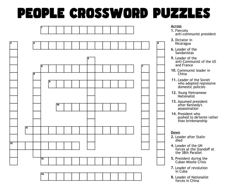 Large Print Easy Crossword Puzzles 10 Free PDF Printables Printablee