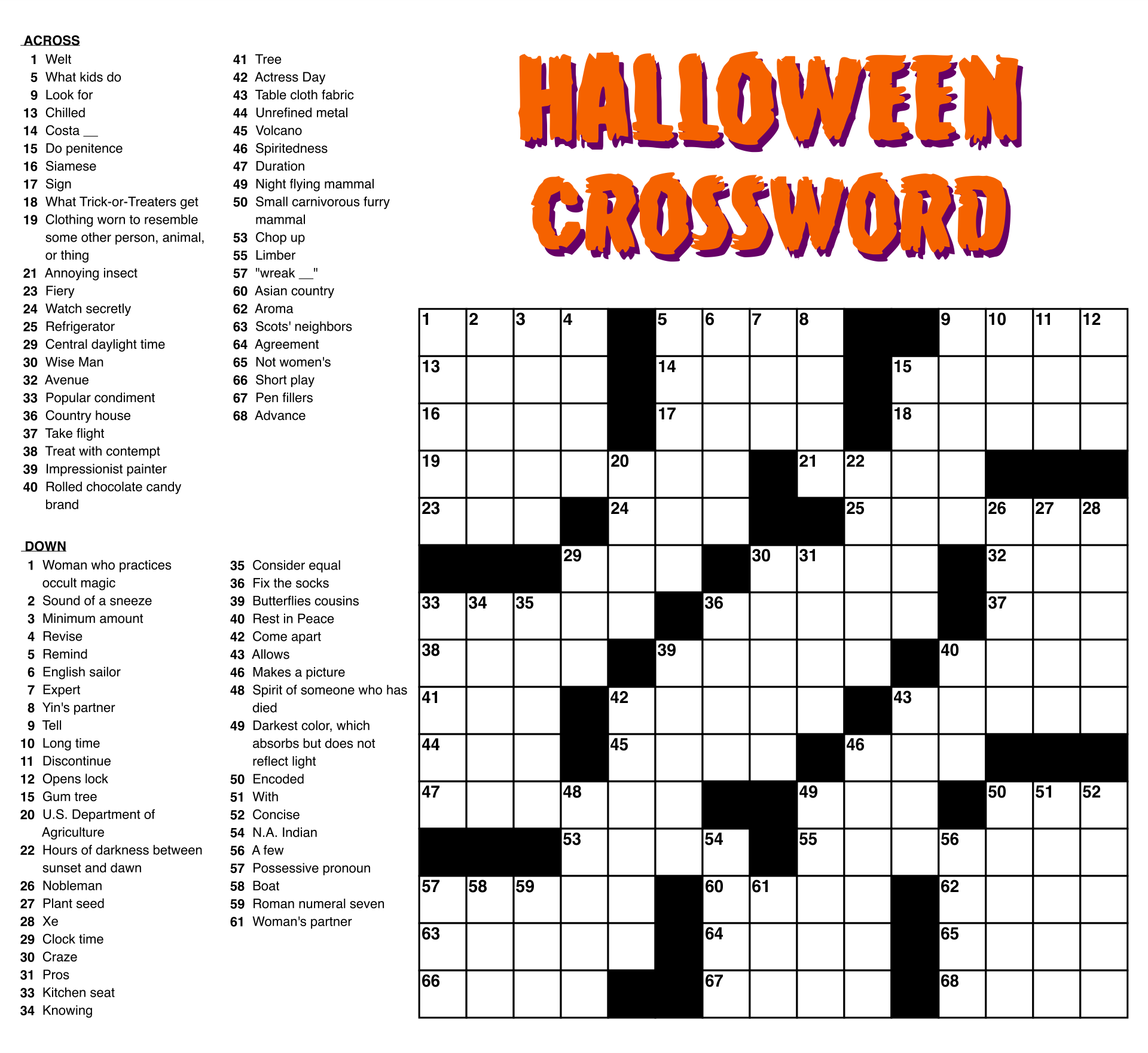 Large Print Easy Crossword Puzzles 10 Free PDF Printables Worksheets Library