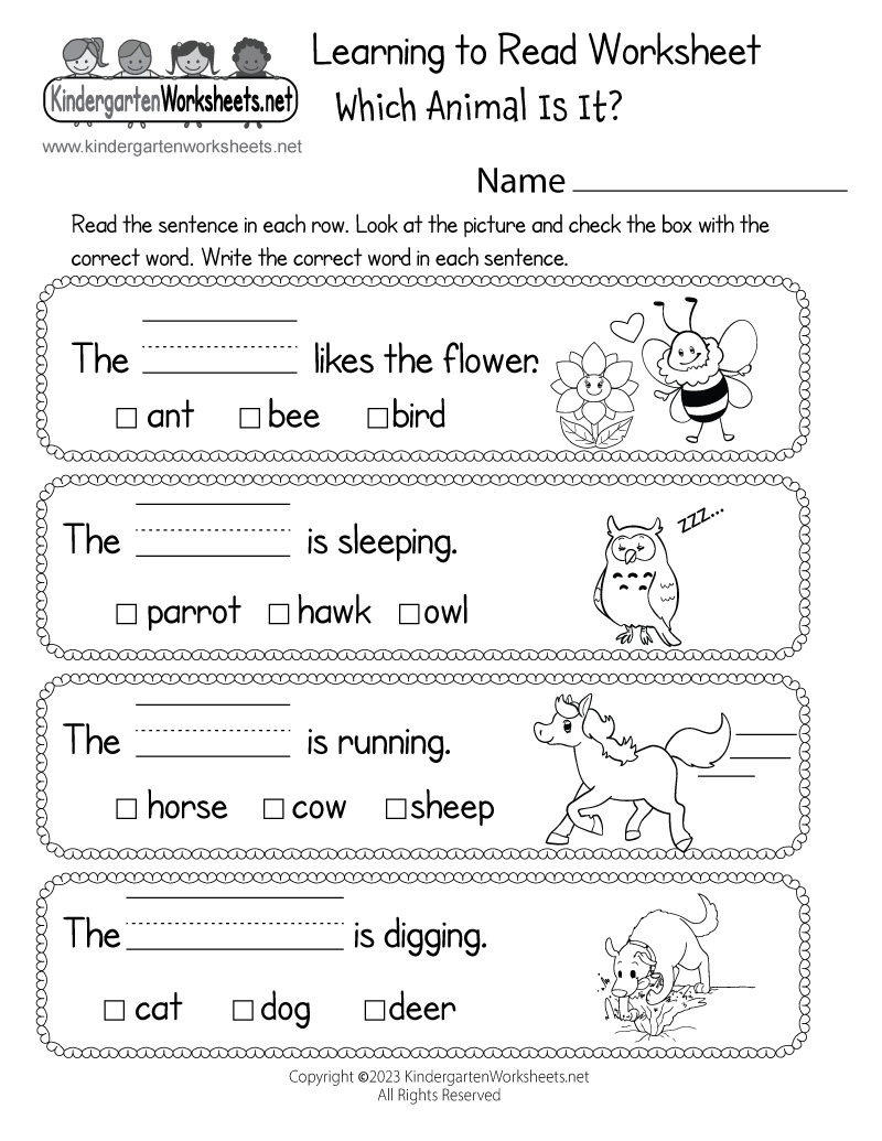 printable worksheets for kindergarten