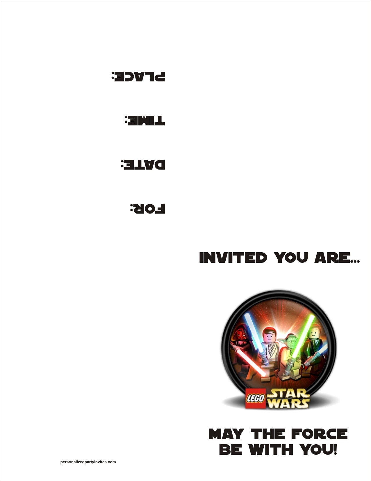 Lego Star Wars FREE Printable Birthday Party Invitation Personalized Party Invites