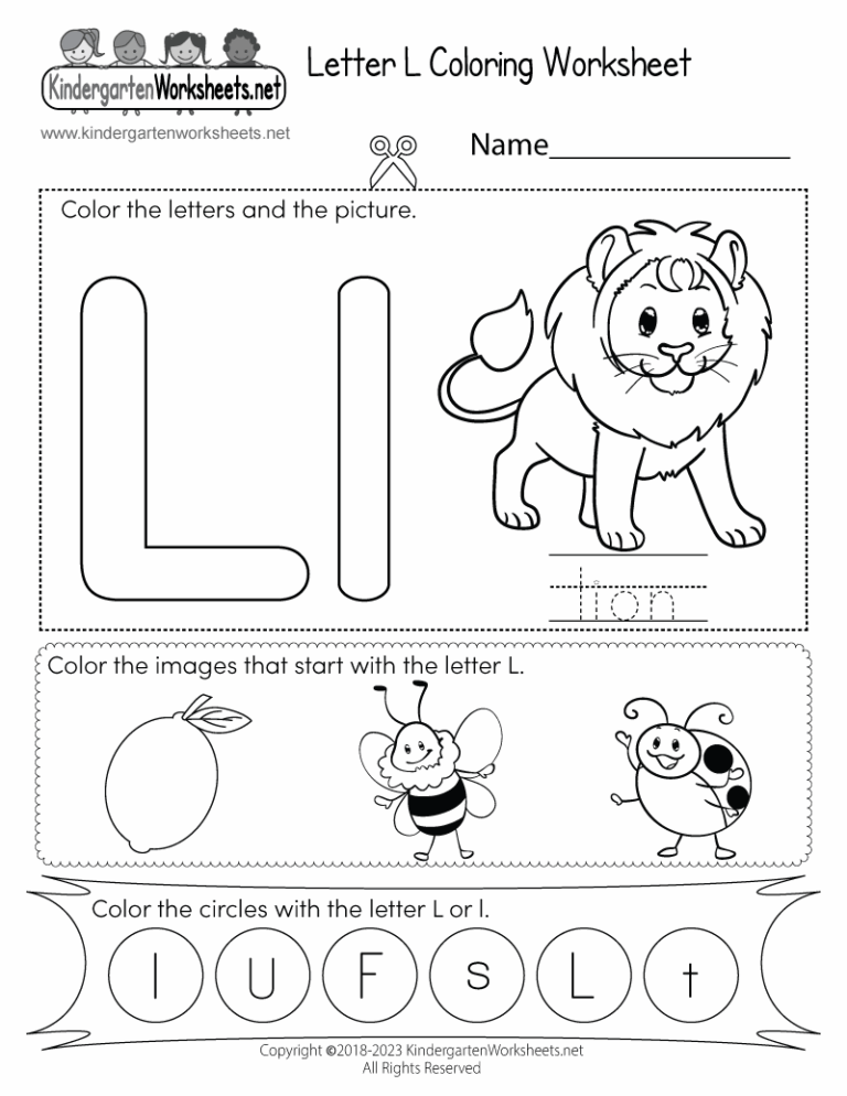 Letter L Coloring Worksheet Free Printable Digital PDF