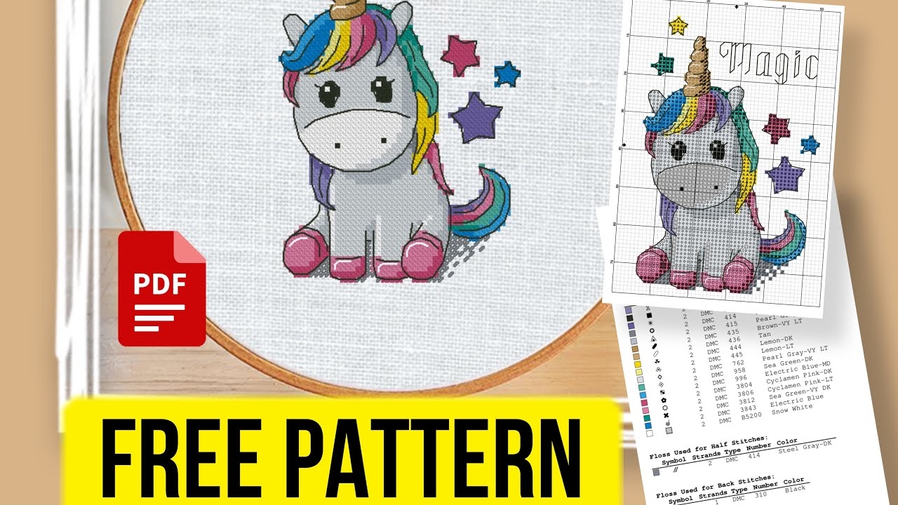  Magic Unicorn Free Printable Cross Stitch Baby Pattern YouTube