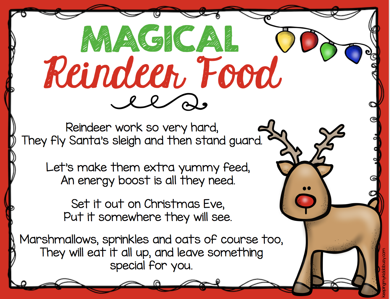 Magical Reindeer Food FREEBIE Keeping My Kiddo Busy