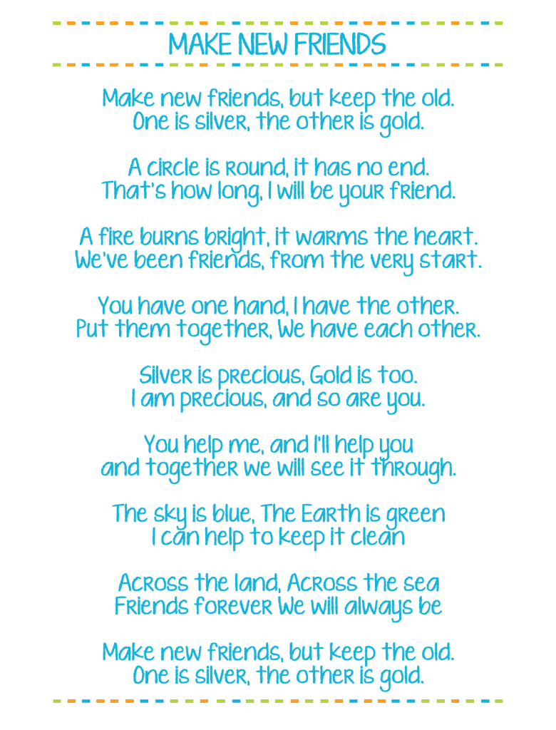 Make New Friends Girl Scout Song Lyrics Printable