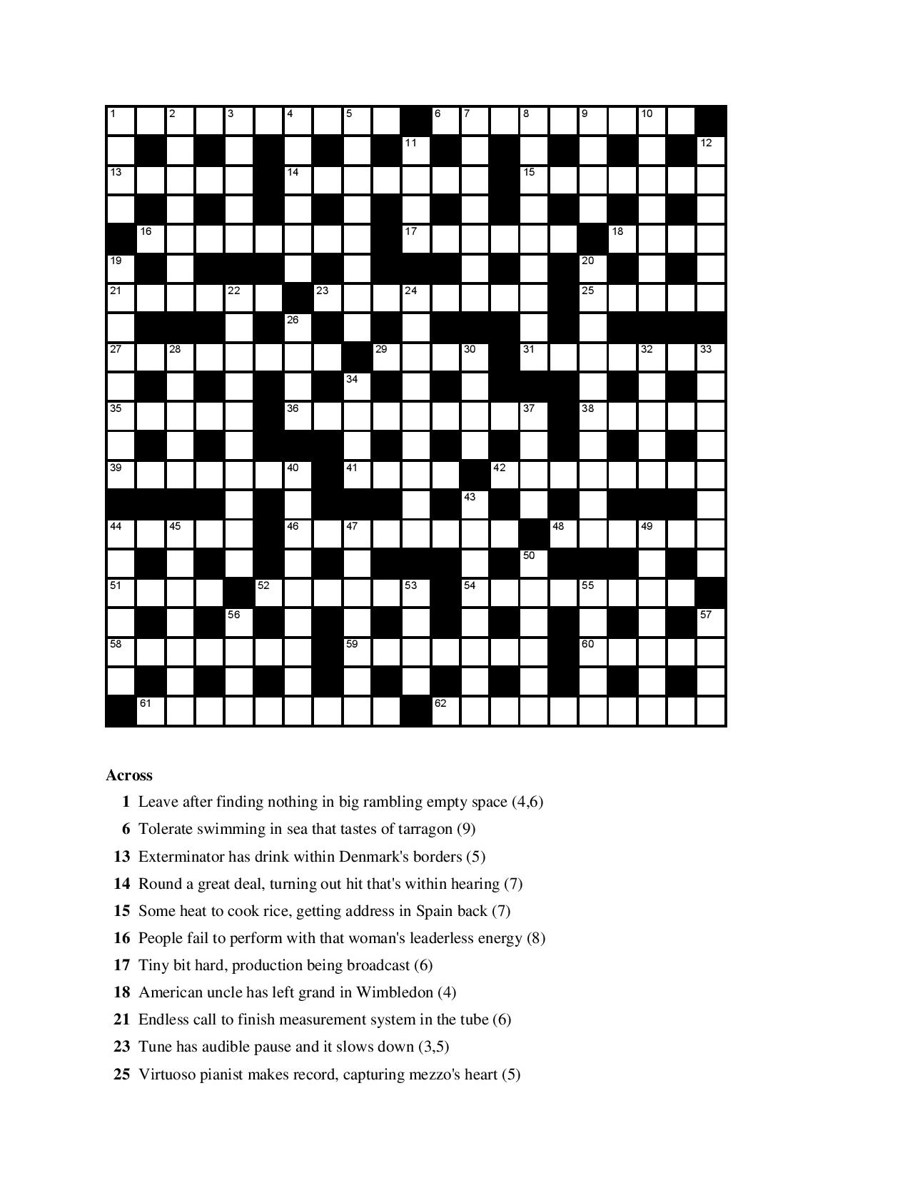 challenging crossword puzzles printable