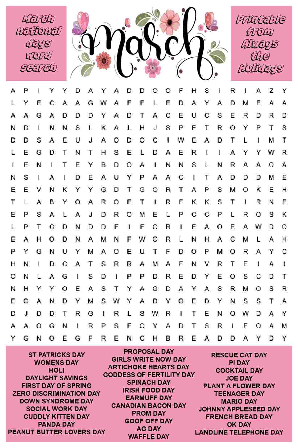 printable word search puzzles