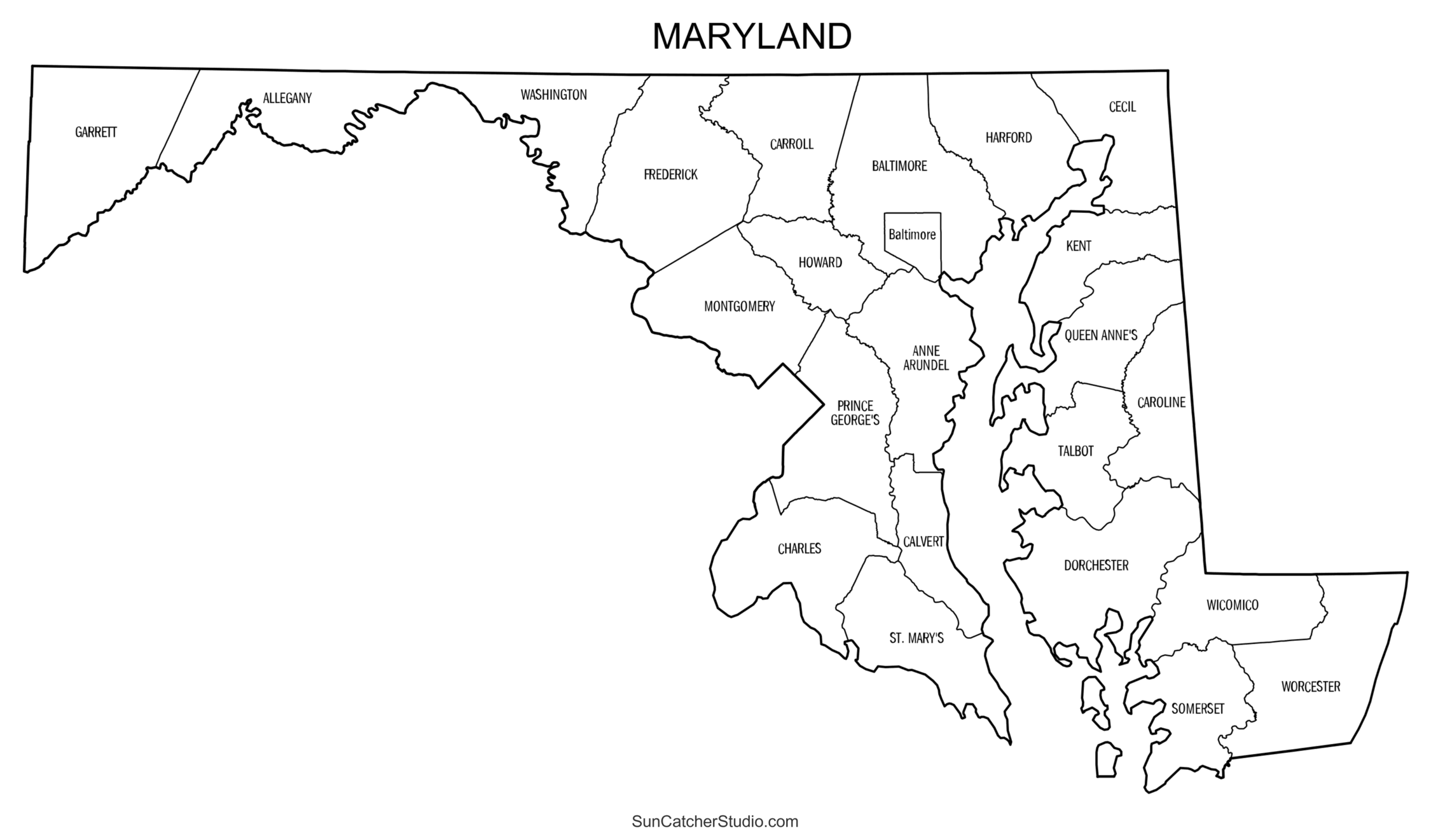 Maryland County Map Printable State Map With County Lines Free Printables Monograms Design Tools Patterns DIY Projects