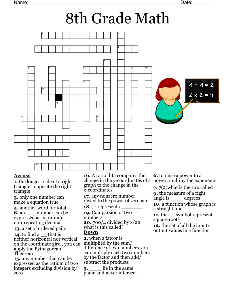 maths crosswords printable