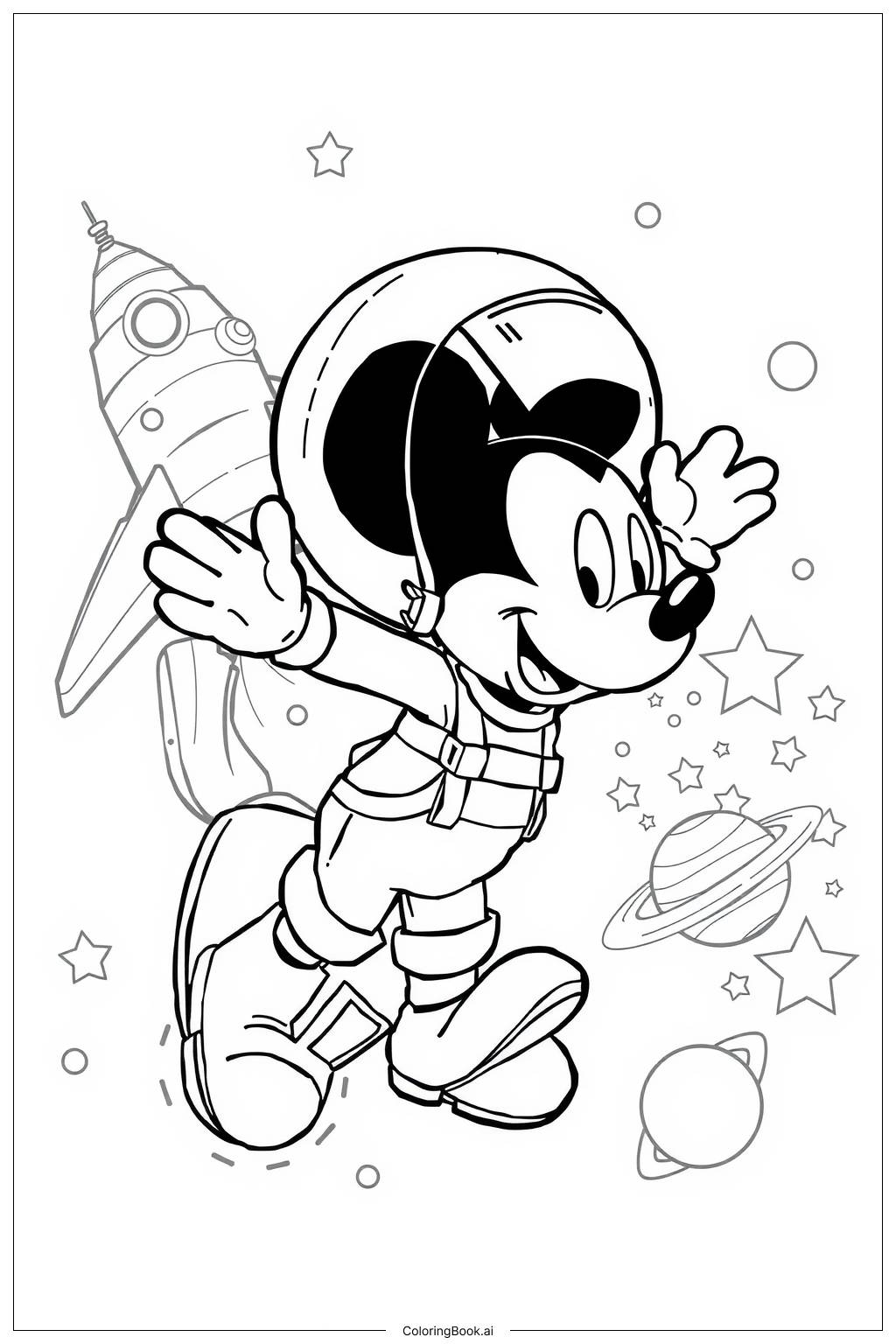 Mickey Mouse Clubhouse Space Journey Coloring Page Free PDF PNG Printable Mickey Mouse Clubhouse Space Journey Coloring Page Free PDF PNG Printable