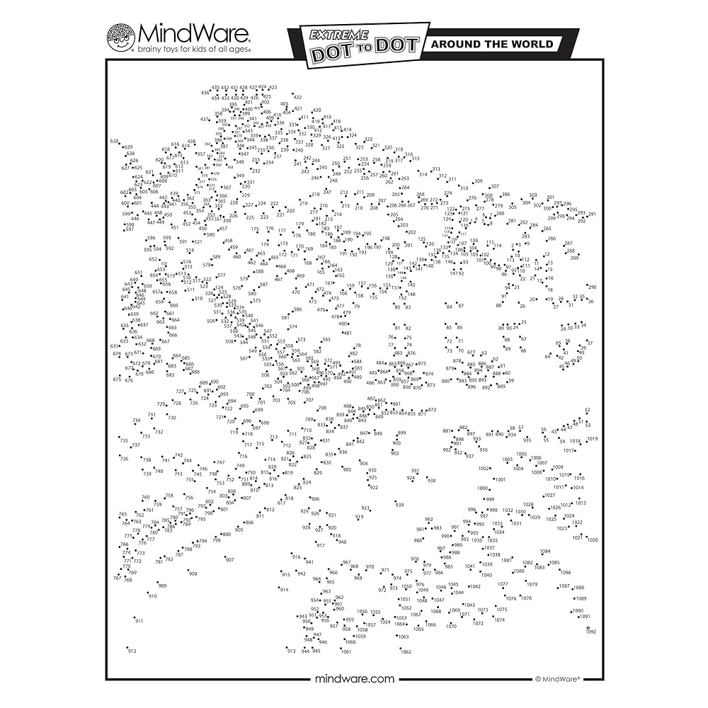 MindWare Extreme Dot To Dot Coloring Books Set Of 2 Includes Around The USA And Around The World Connect The Dots Books Puzzles With 300 To 1400 Dots Dot