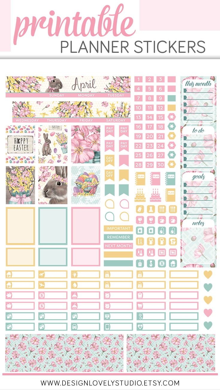 Mini Happy Planner APRIL Stickers Kit Printable APRIL Monthly Kit Easter Planner Stickers Pastel Spring Monthly Planner Stickers MM161 Etsy