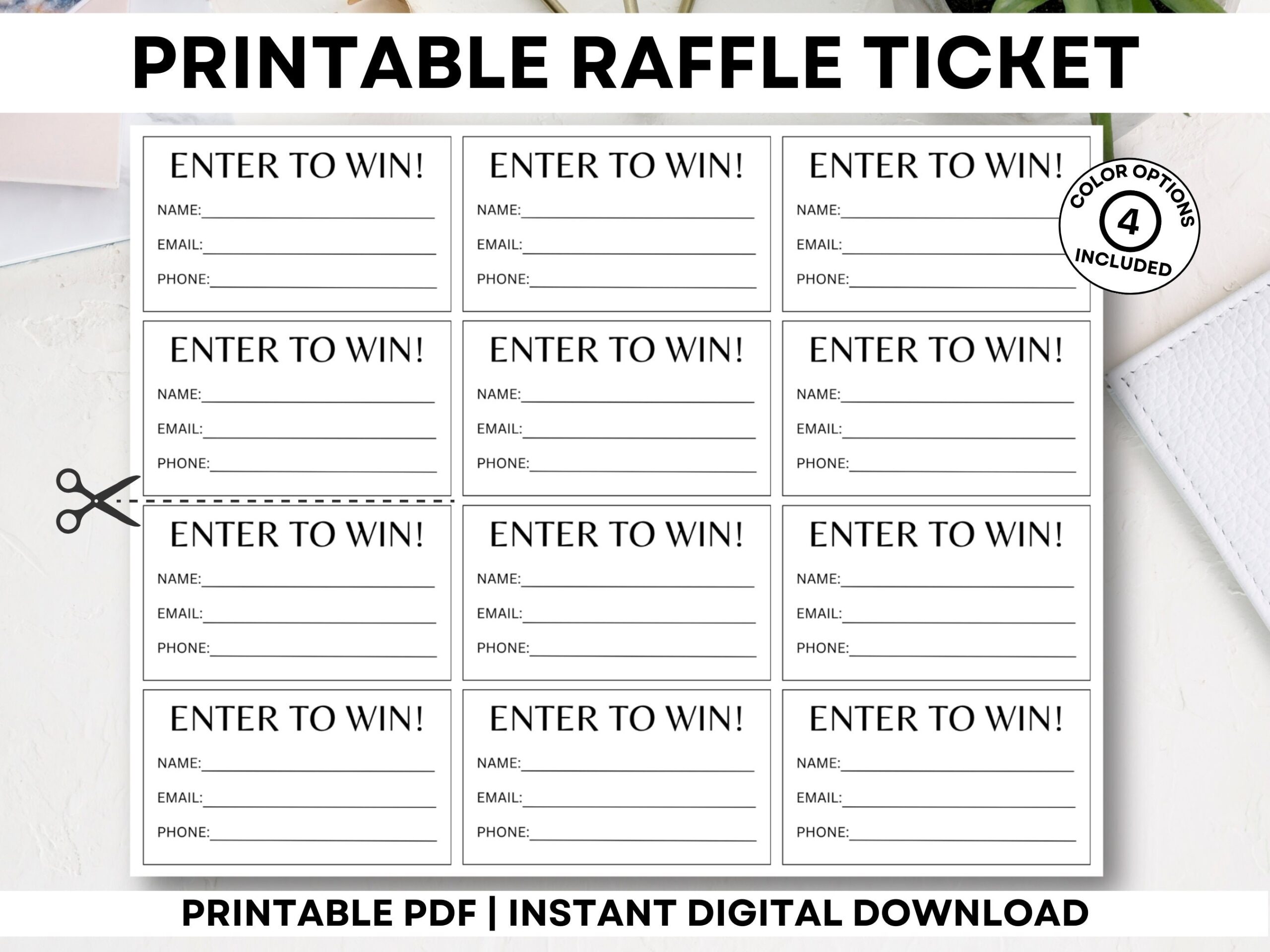 Minimalist Raffle Tickets Enter To Win Template printable PDF Etsy