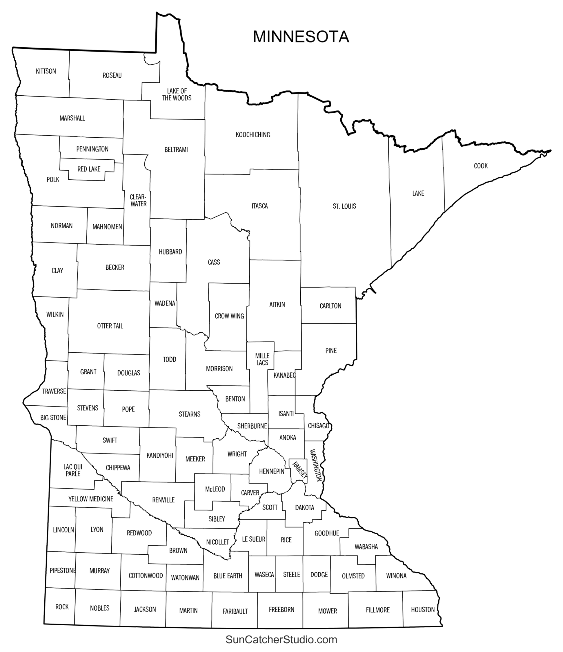 Minnesota County Map Printable State Map With County Lines Free Printables Monograms Design Tools Patterns DIY Projects
