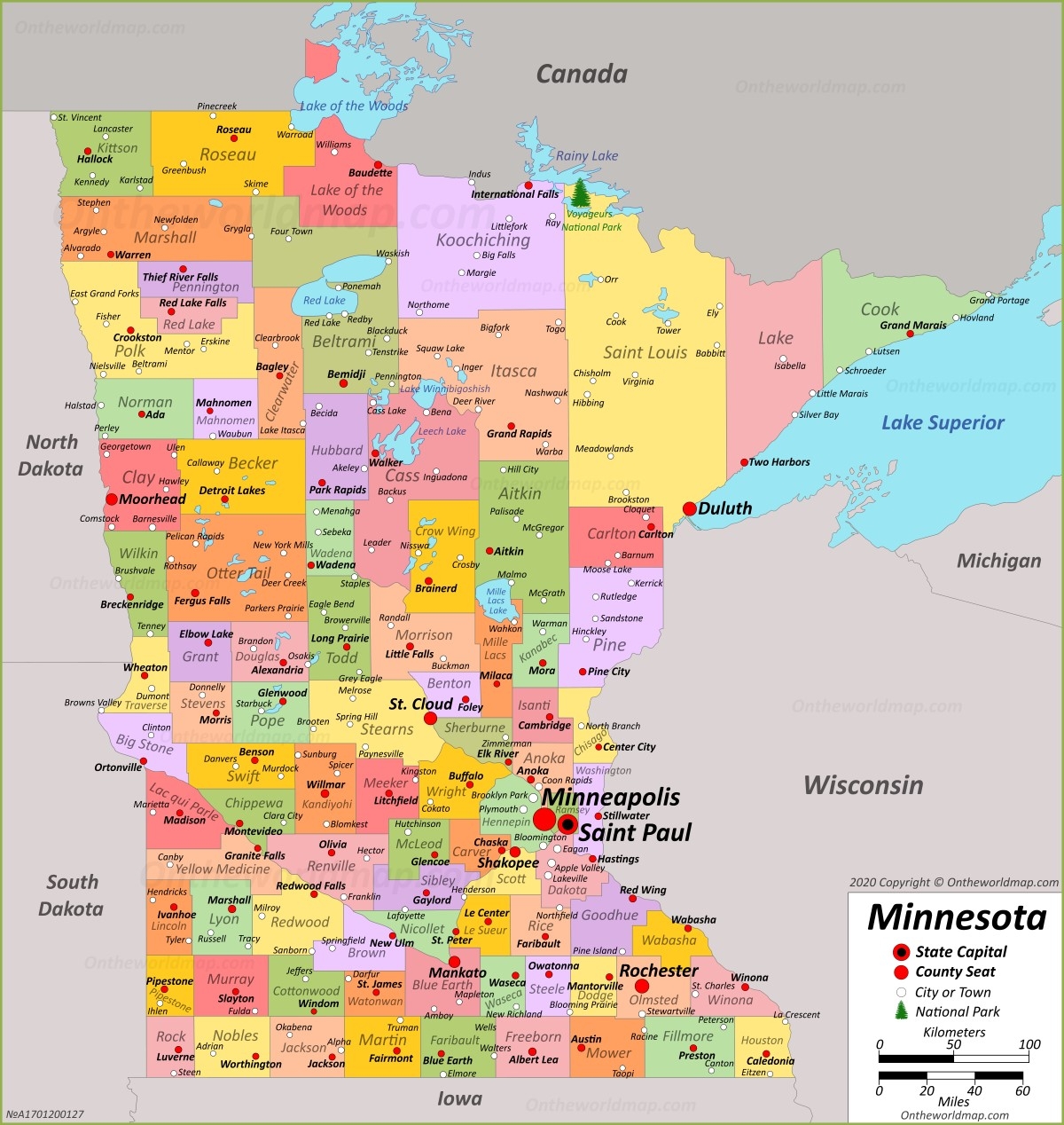 printable map of minnesota