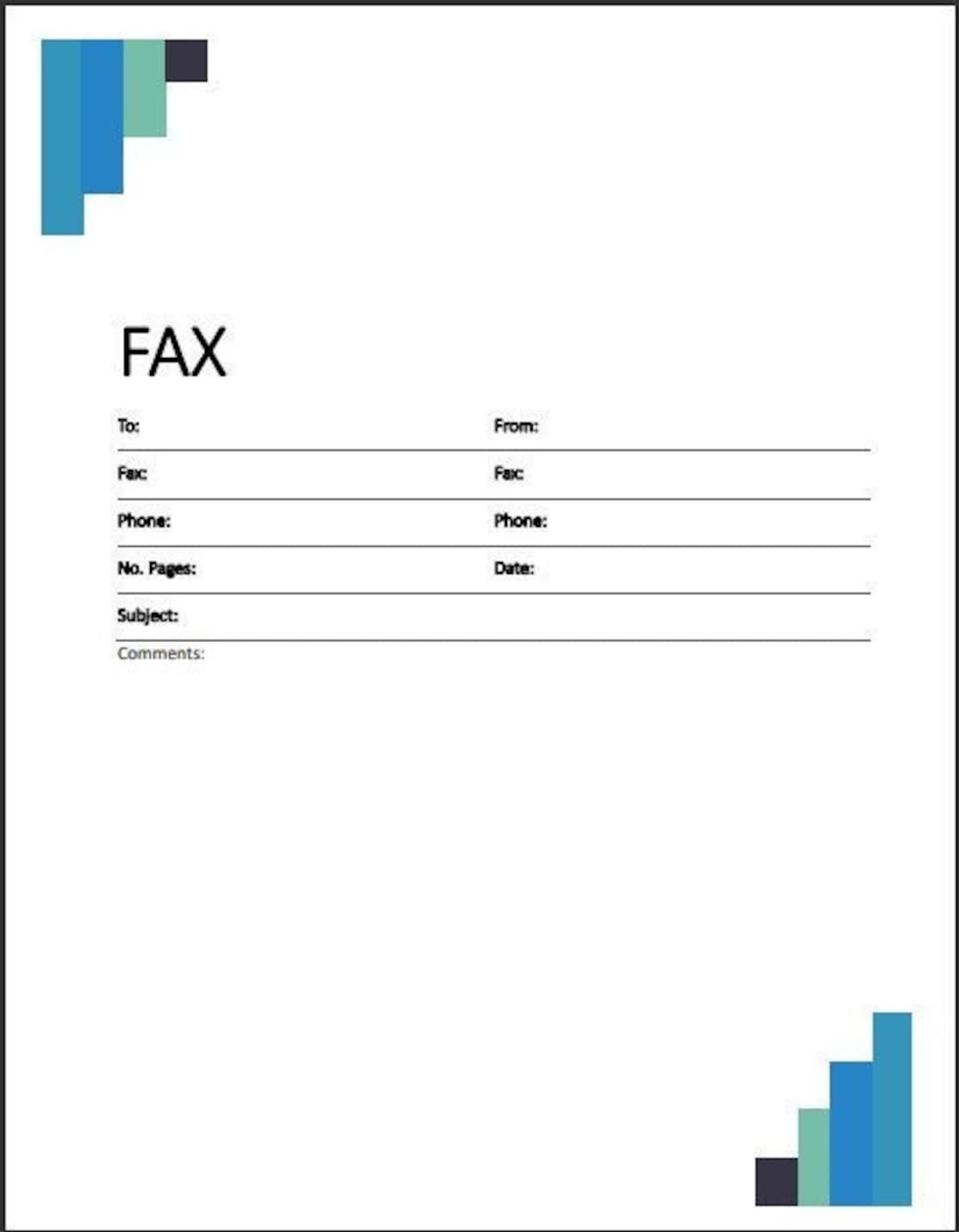 Modern Fax Cover Sheet Printable PDF File Etsy
