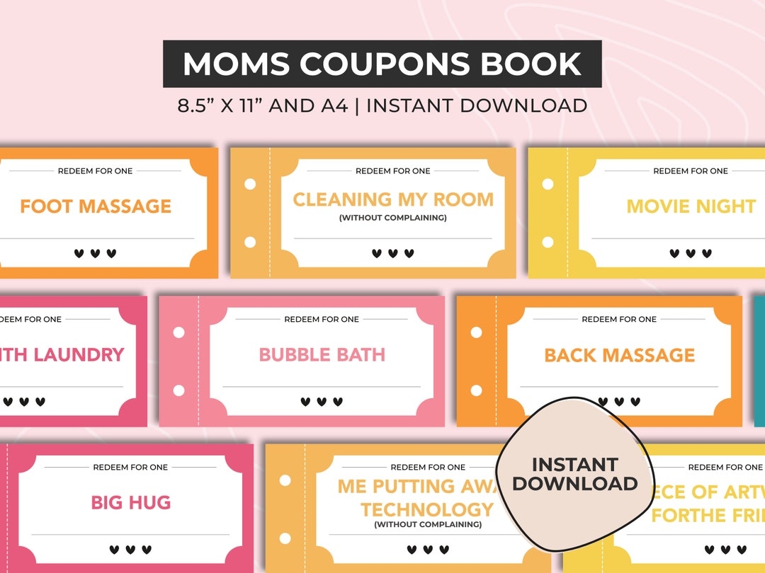 Mom Coupon Book Coupons From Kids Last Minute Gift Idea For Mum Printable Mother s Day Or Birthday Gift For Mom Coupon Gift For Her Etsy Mom Coupon Book Coupons From Kids Last Minute Gift Idea For Mum Printable Mother s Day Or Birthday Gift For Mom Coupon Gift For Her Etsy
