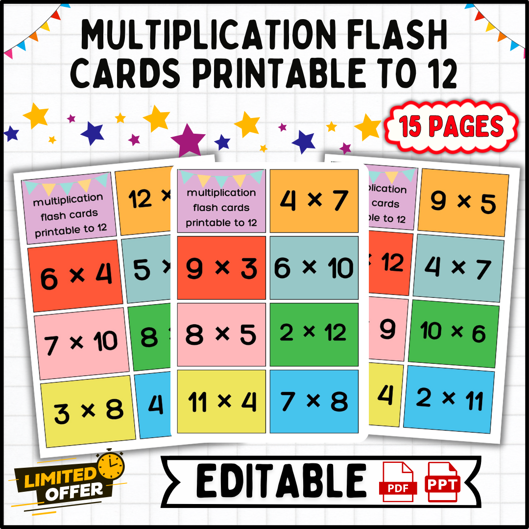 Multiplication Flash Cards To 12 Printable Math Flashcards 3rd 5th Grade Made By Teachers
