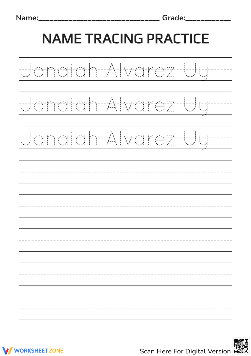 Name Tracing Worksheets Printable