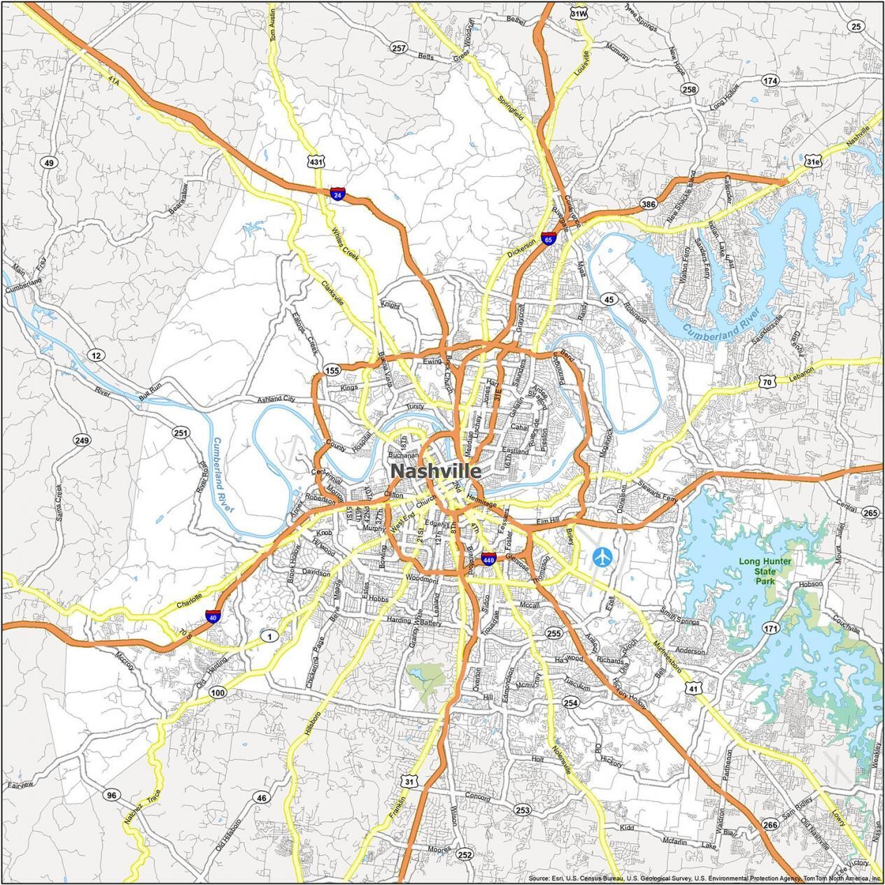 Nashville Map Tennessee GIS Geography