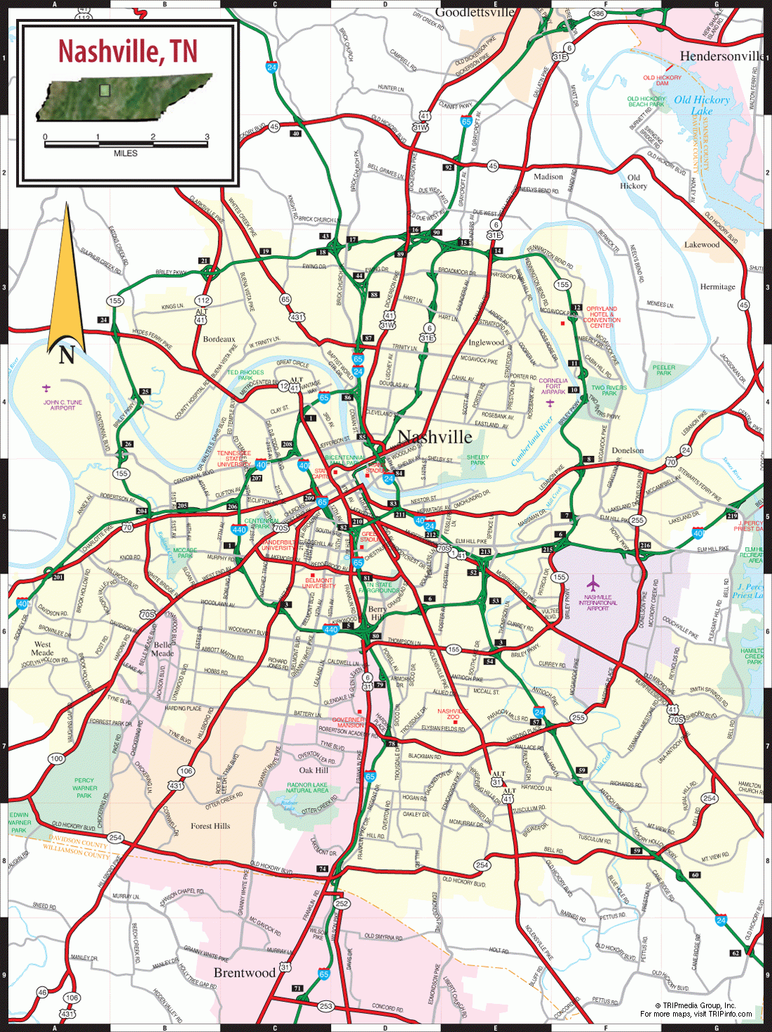 printable map of nashville