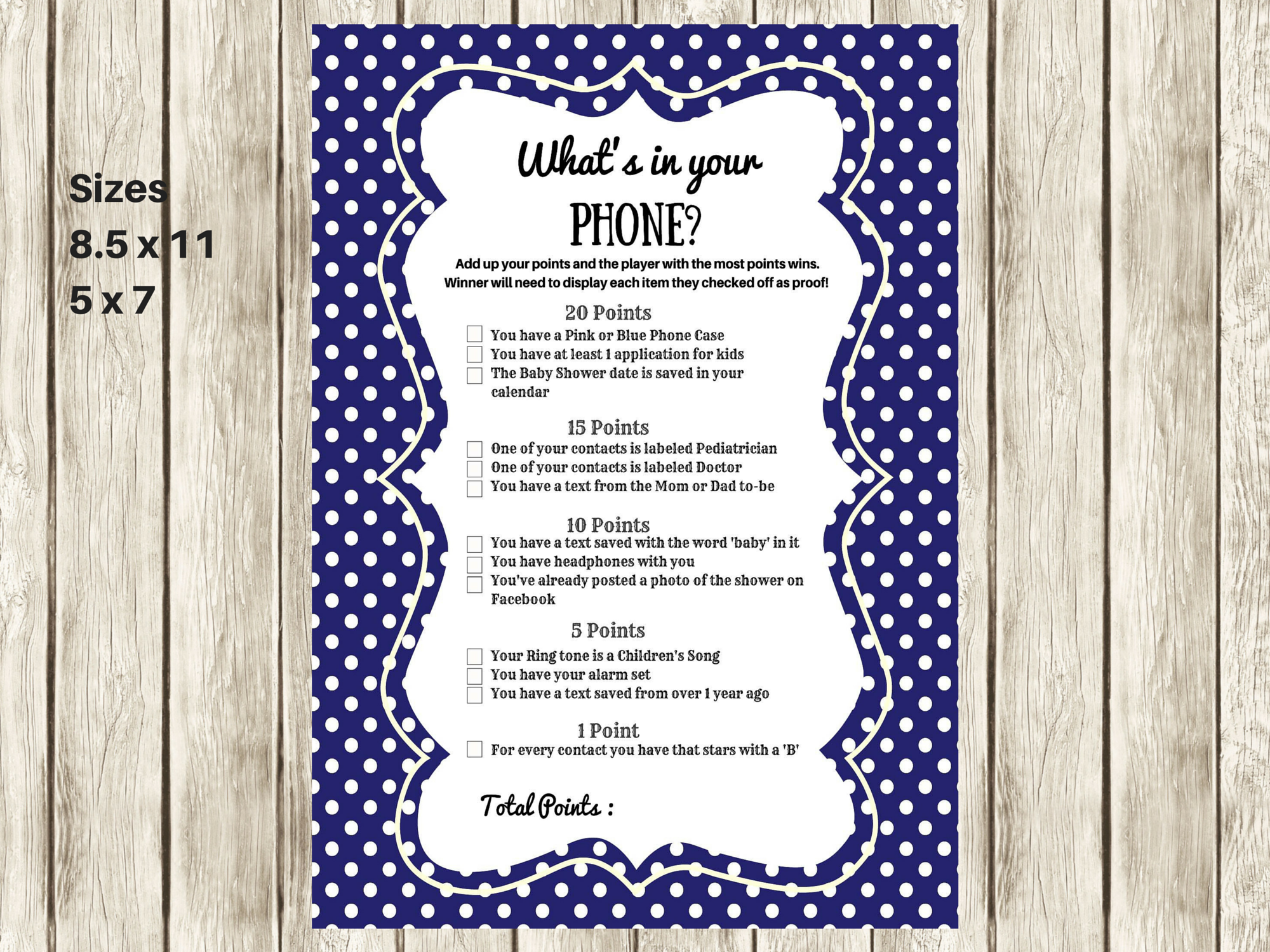 Navy Modern What s In Your Cellphone Baby Shower Games