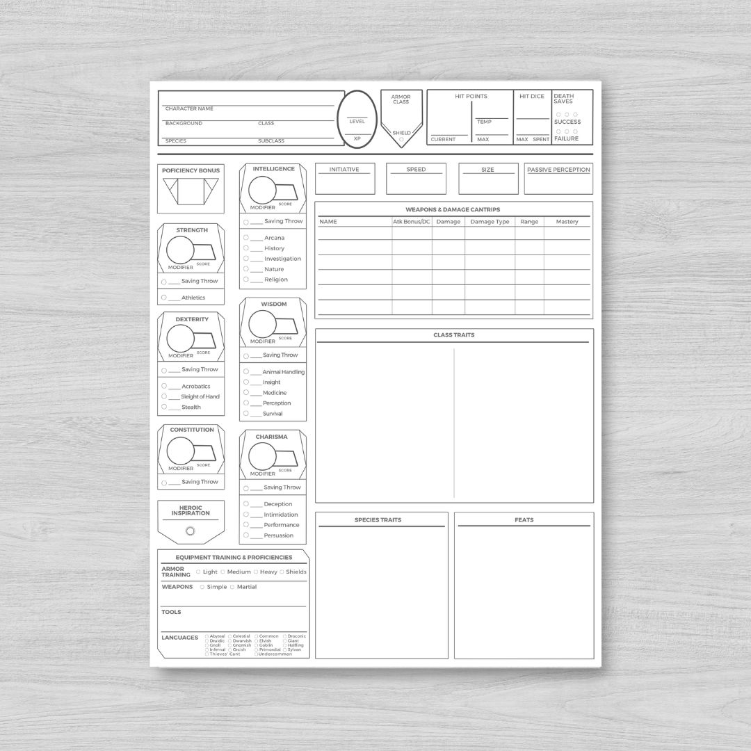 d&d character sheet printable