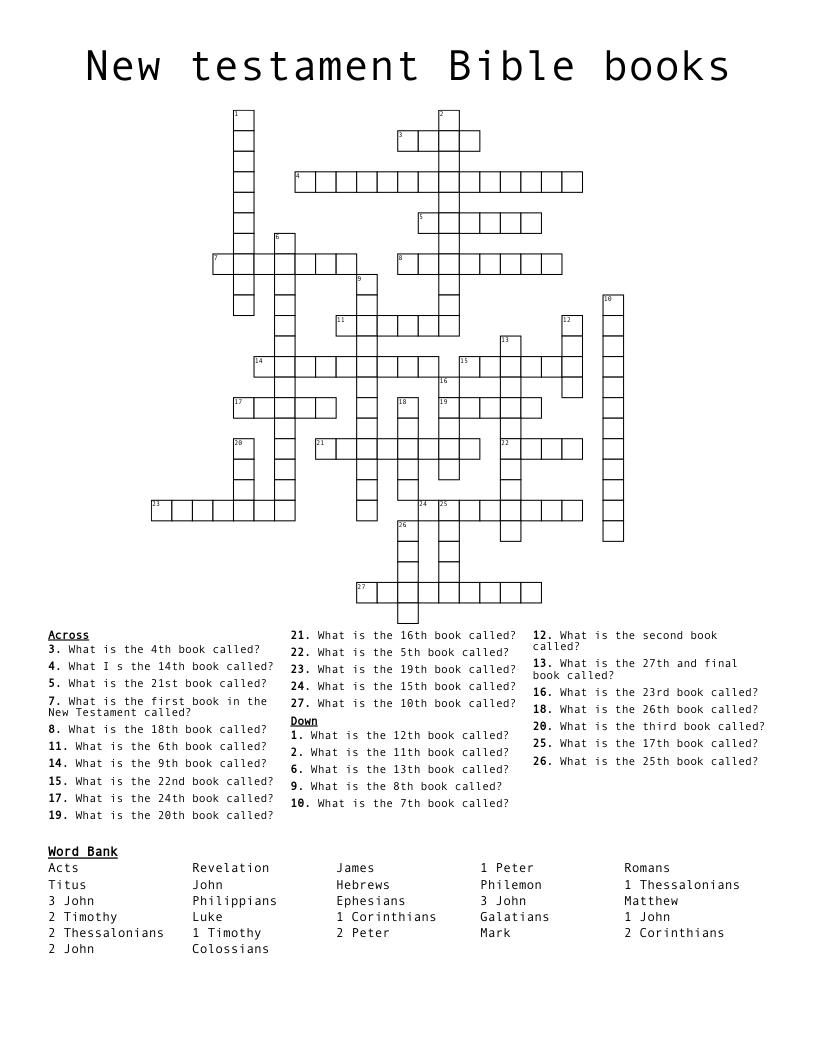 free bible crosswords printable
