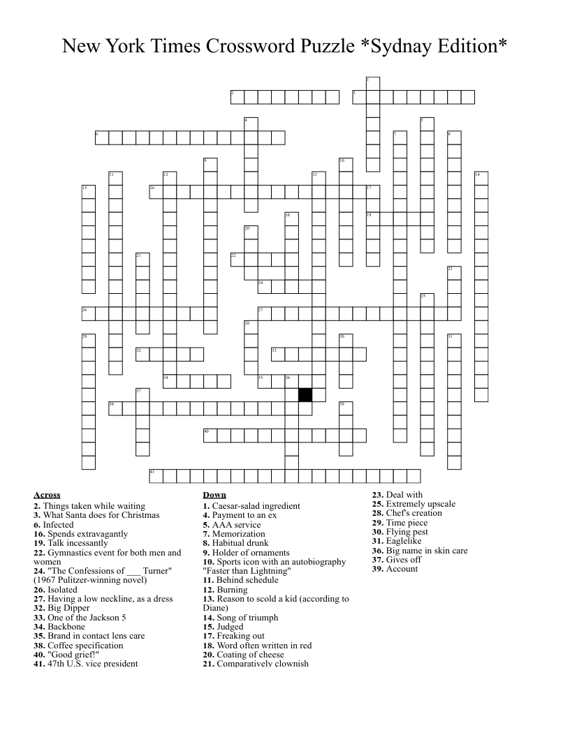 New York Times Crossword Puzzle Sydnay Edition WordMint New York Times Crossword Puzzle Sydnay Edition WordMint