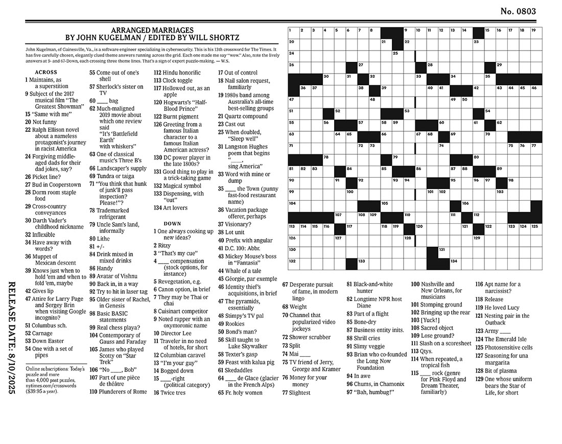 new york times crosswords printable