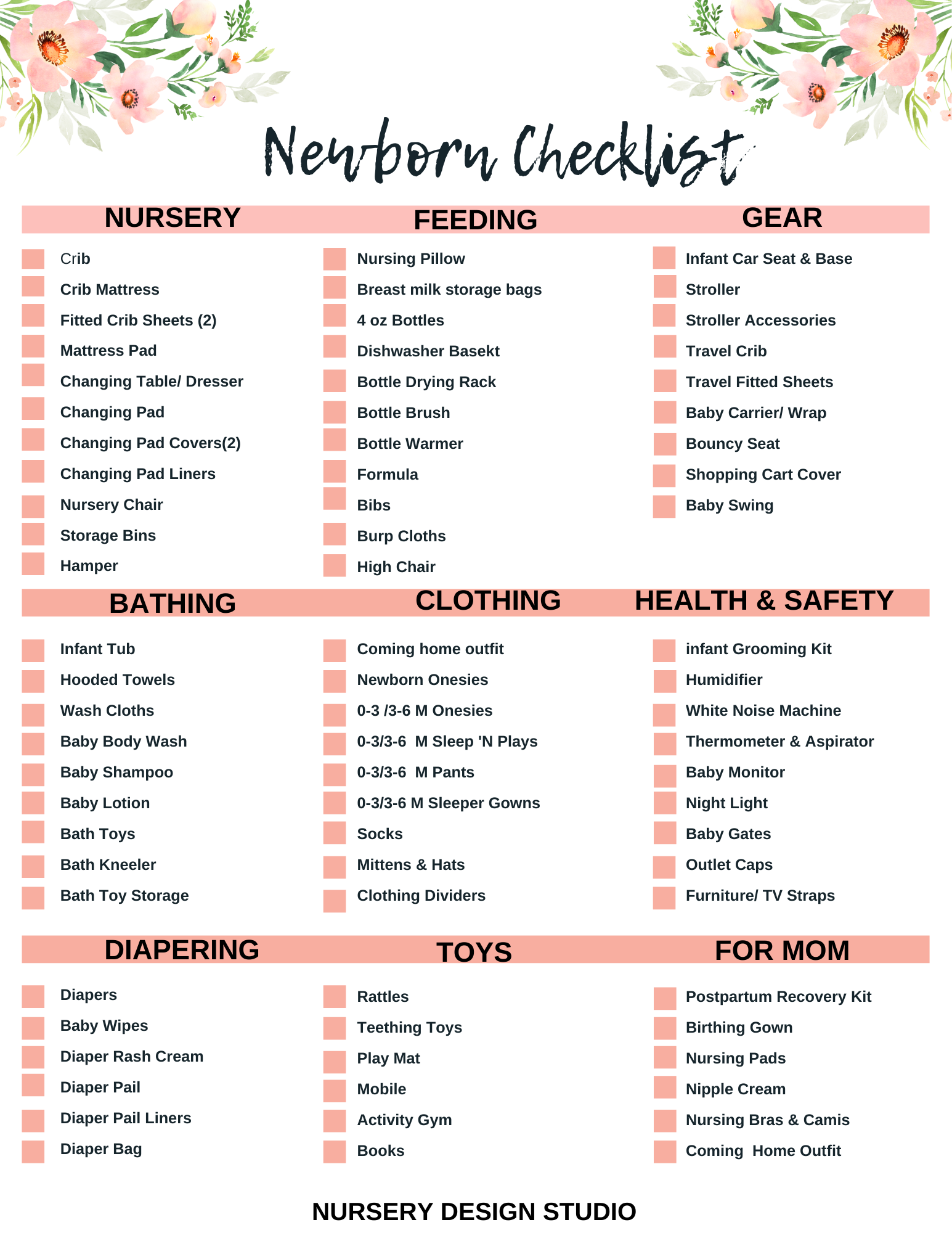NEWBORN CHECKLIST EVERYTHING YOU NEED FOR A NEW BABY 2023 Nursery Design Studio