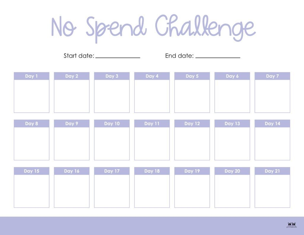 no spend challenge printable