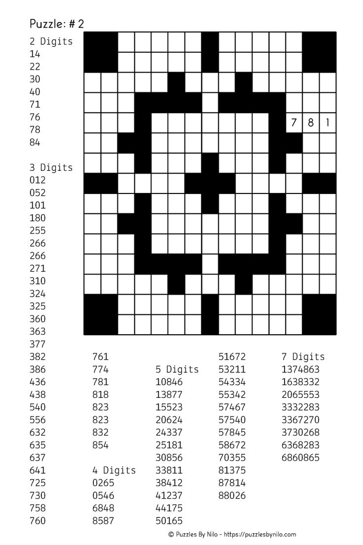 Number Crossword Puzzles Printable Worksheets Library