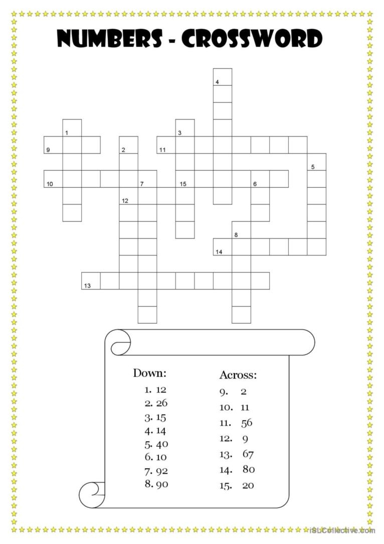 number crosswords printable